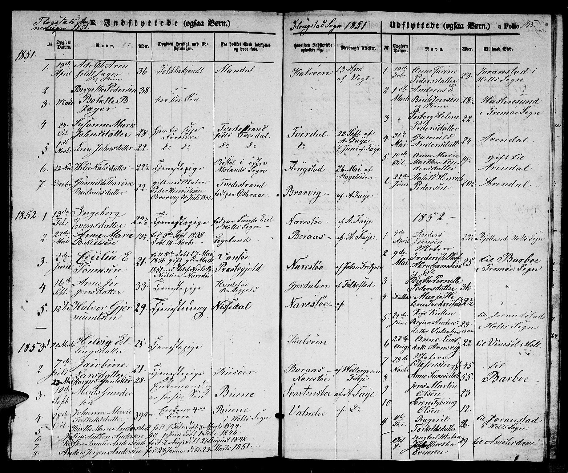 Dypvåg sokneprestkontor, SAK/1111-0007/F/Fb/Fbb/L0002: Parish register (copy) no. B 2, 1851-1871, p. 165