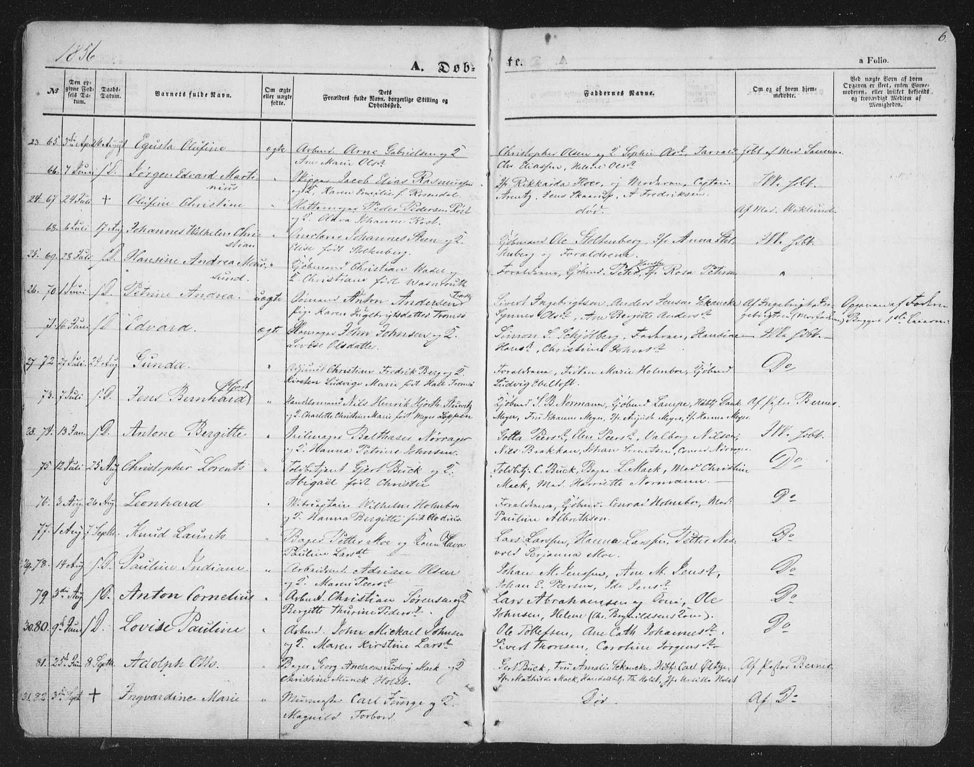 Tromsø sokneprestkontor/stiftsprosti/domprosti, AV/SATØ-S-1343/G/Ga/L0011kirke: Parish register (official) no. 11, 1856-1865, p. 6