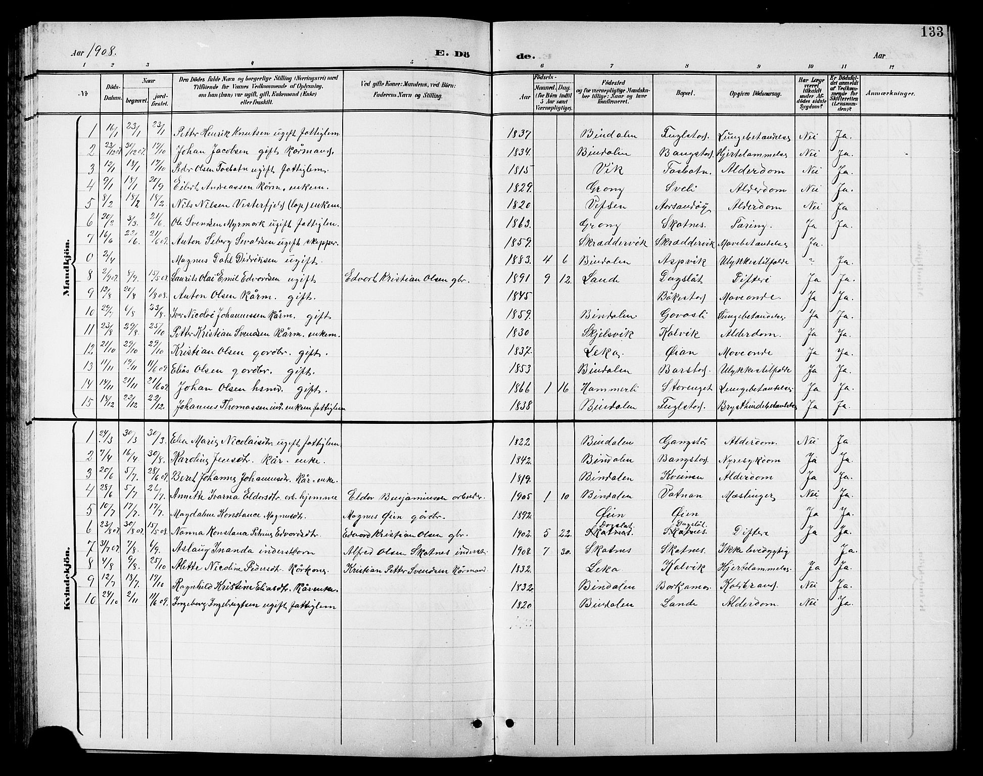 Ministerialprotokoller, klokkerbøker og fødselsregistre - Nordland, SAT/A-1459/810/L0161: Parish register (copy) no. 810C04, 1897-1910, p. 133