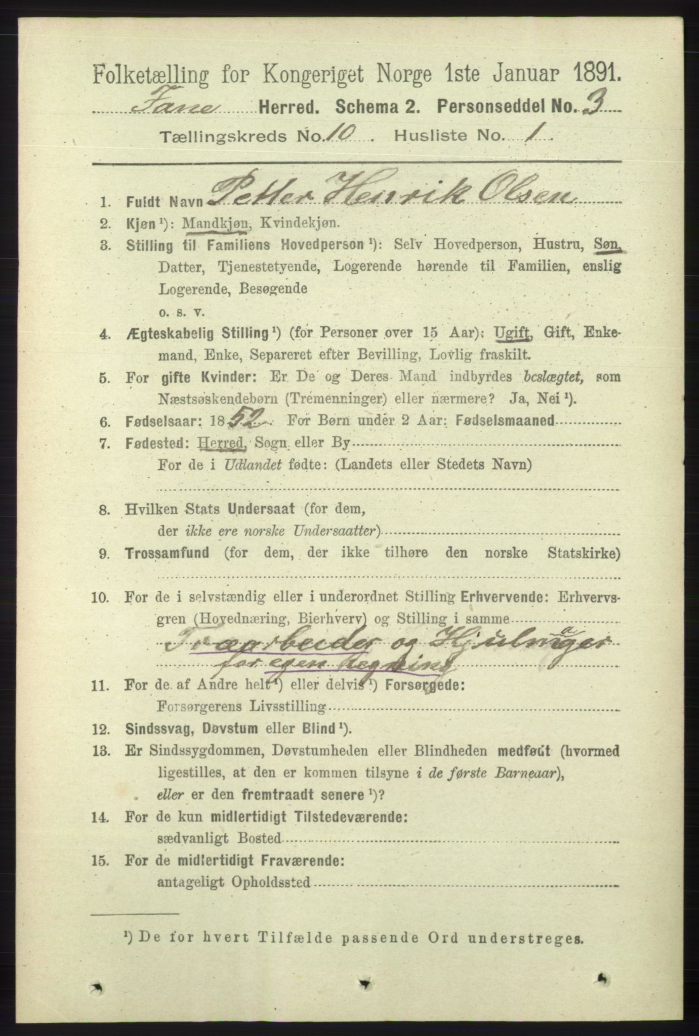 RA, 1891 census for 1249 Fana, 1891, p. 5439