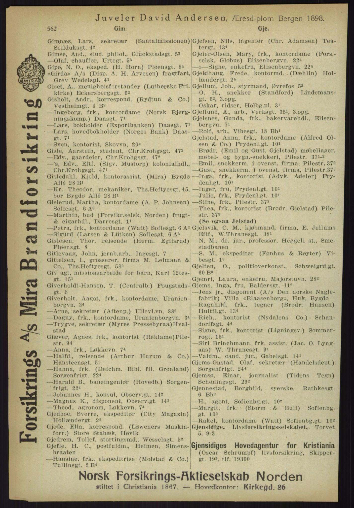 Kristiania/Oslo adressebok, PUBL/-, 1918, p. 587
