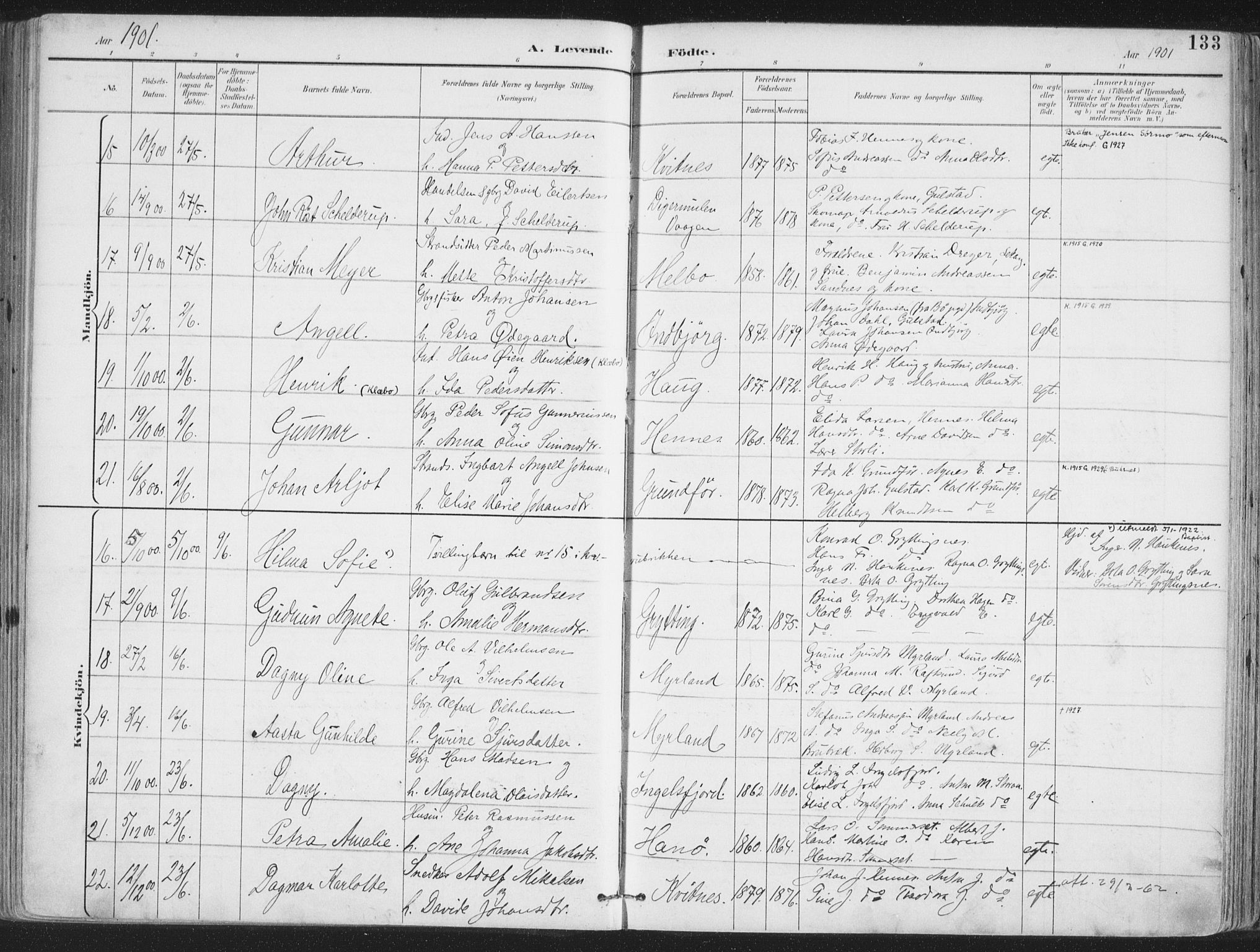 Ministerialprotokoller, klokkerbøker og fødselsregistre - Nordland, SAT/A-1459/888/L1246: Parish register (official) no. 888A12, 1891-1903, p. 133