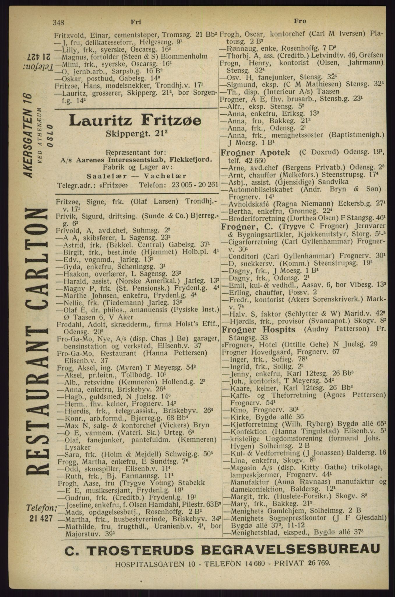 Kristiania/Oslo adressebok, PUBL/-, 1927, p. 348