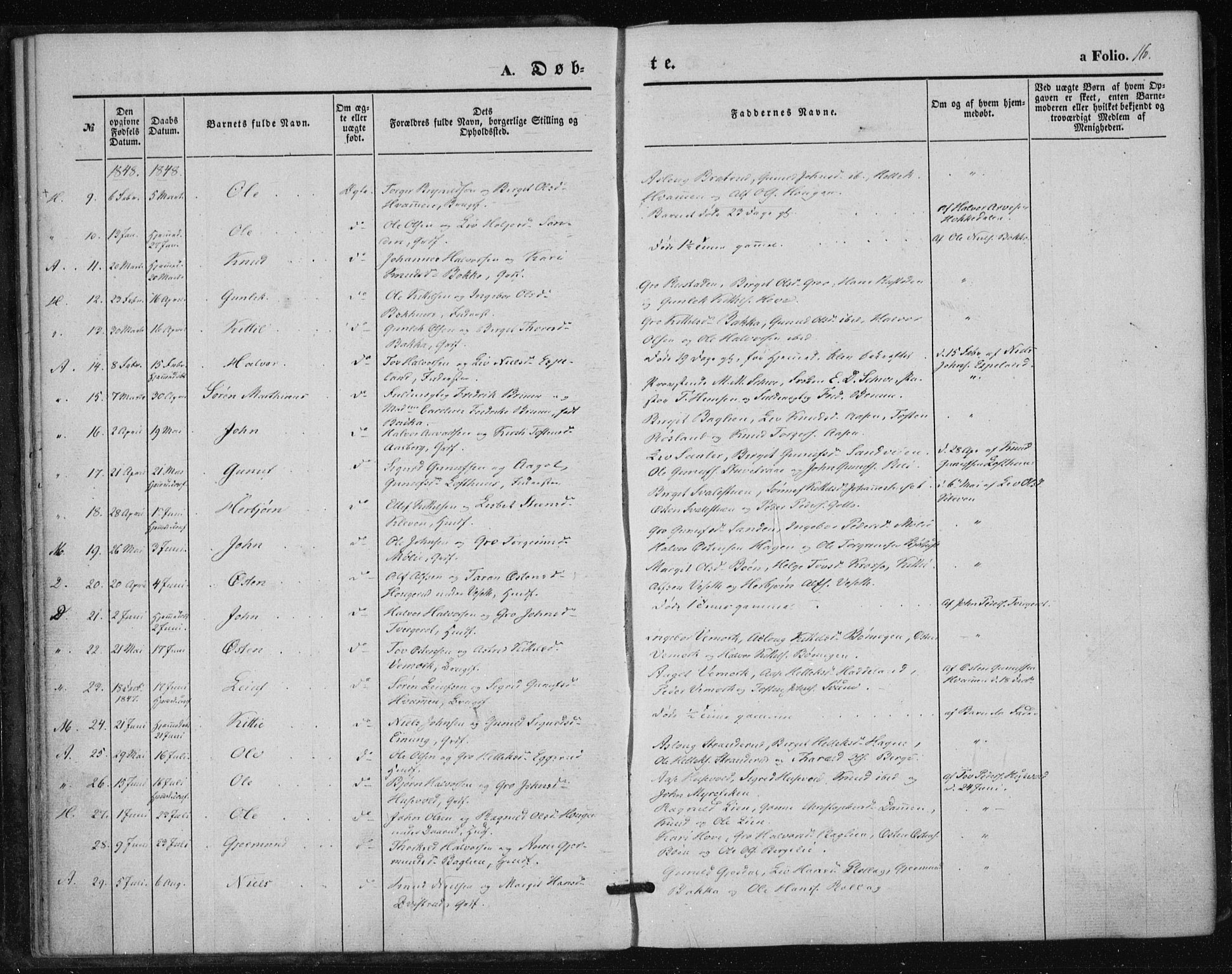 Tinn kirkebøker, AV/SAKO-A-308/F/Fa/L0005: Parish register (official) no. I 5, 1844-1856, p. 16