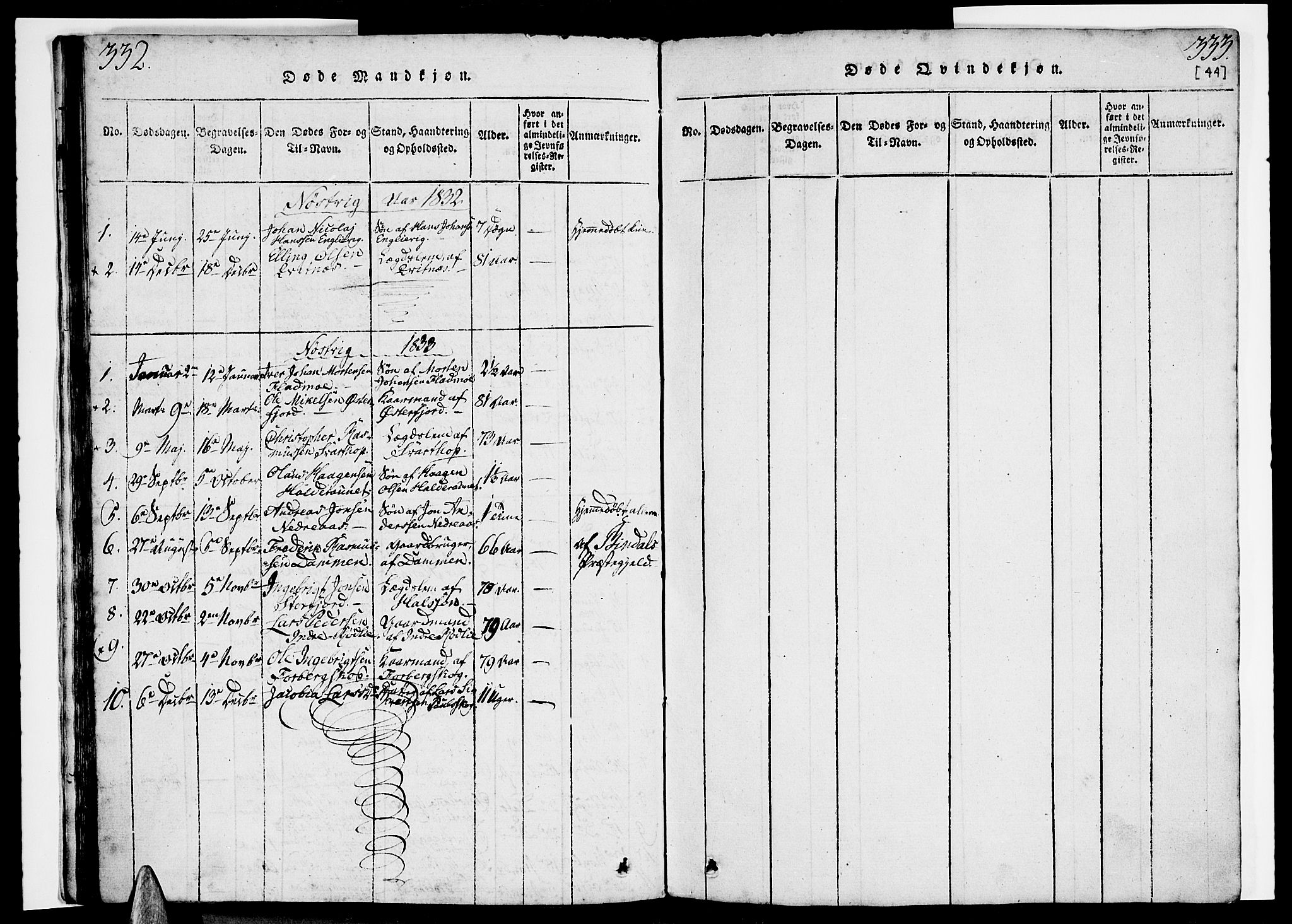 Ministerialprotokoller, klokkerbøker og fødselsregistre - Nordland, SAT/A-1459/814/L0223: Parish register (official) no. 814A04, 1820-1833, p. 332-333