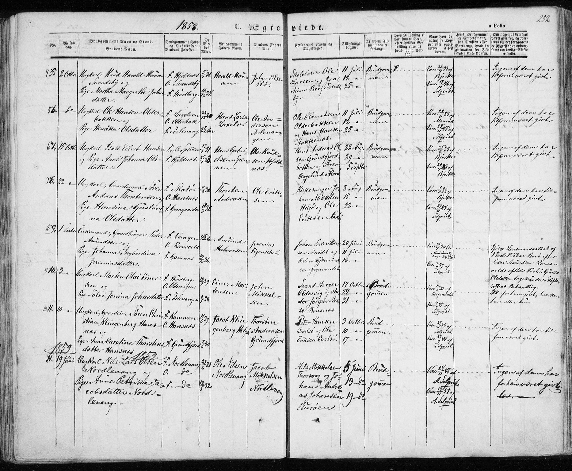 Karlsøy sokneprestembete, AV/SATØ-S-1299/H/Ha/Haa/L0003kirke: Parish register (official) no. 3, 1843-1860, p. 252