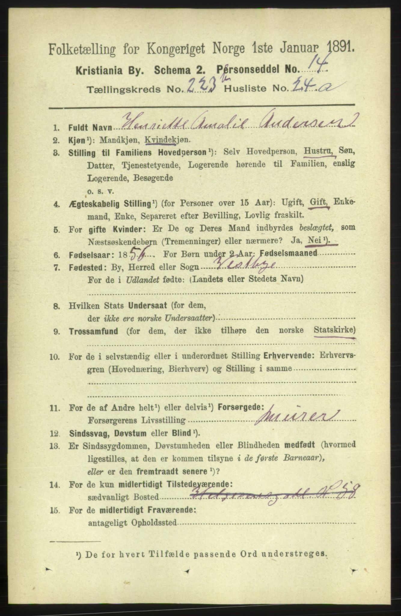 RA, 1891 census for 0301 Kristiania, 1891, p. 142017