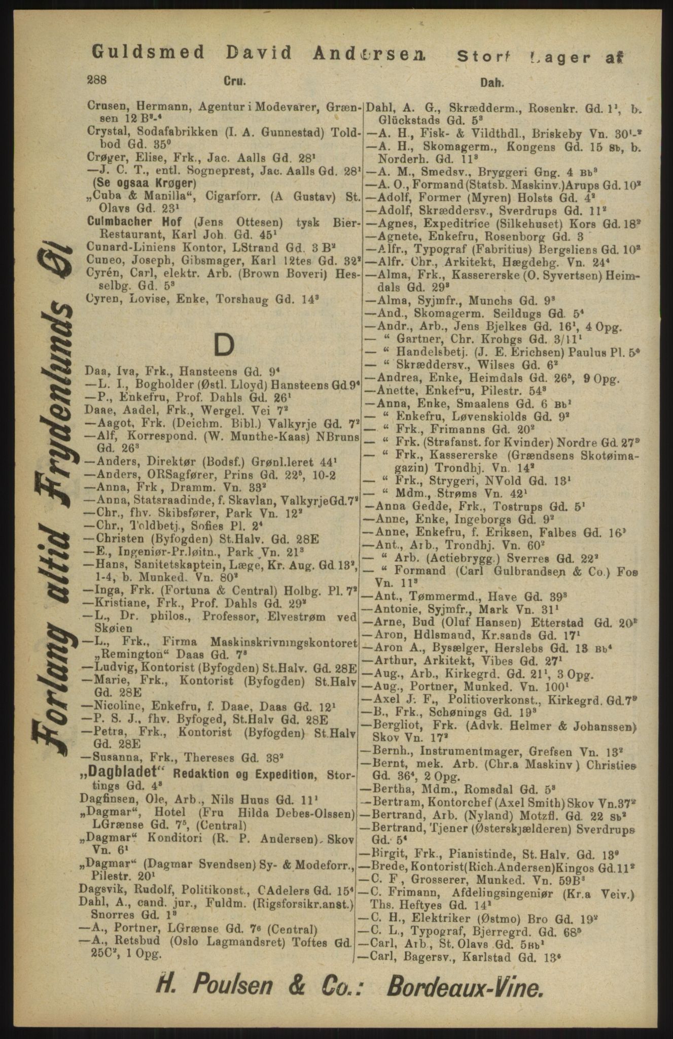 Kristiania/Oslo adressebok, PUBL/-, 1904, p. 288