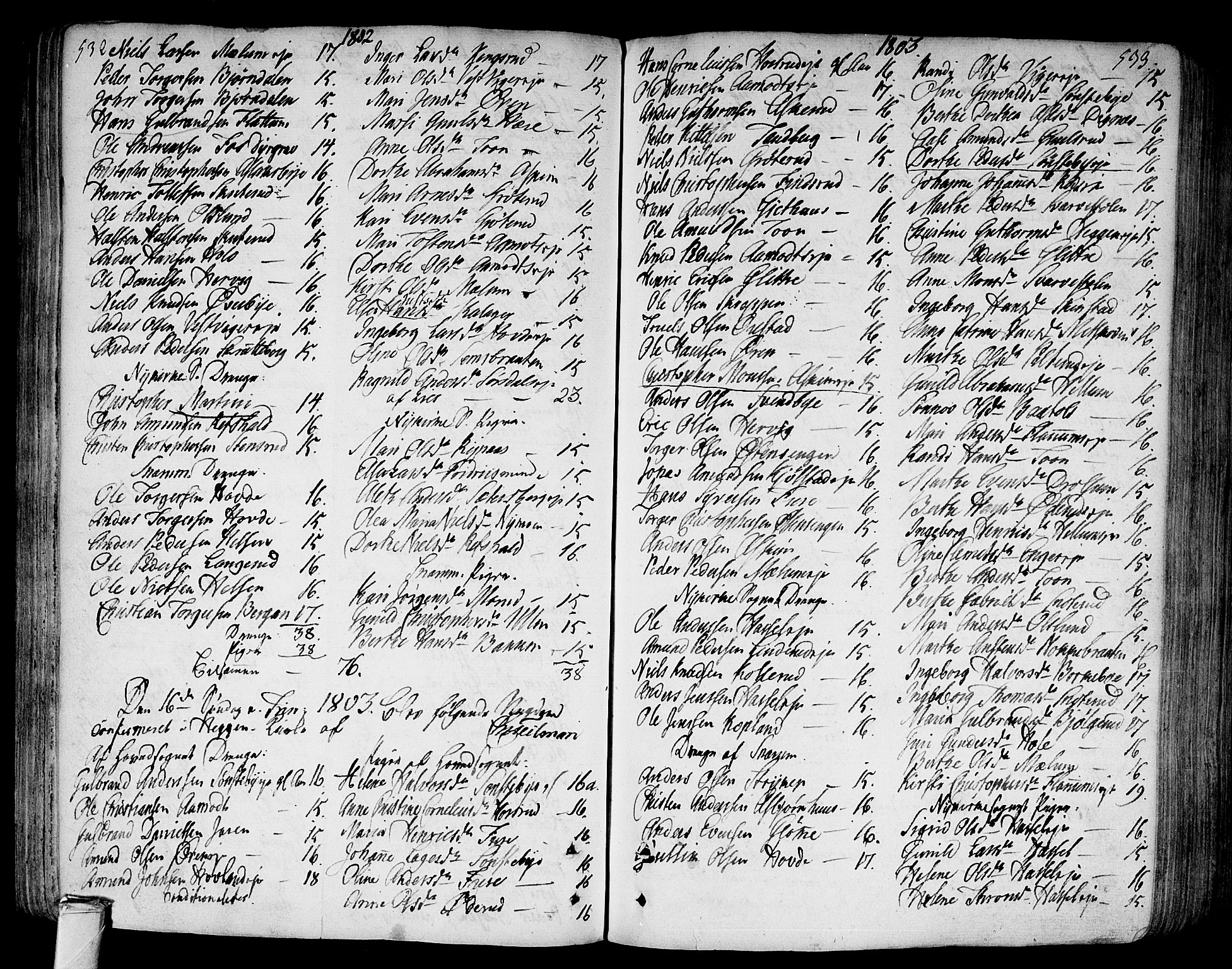 Modum kirkebøker, AV/SAKO-A-234/F/Fa/L0003: Parish register (official) no. 3, 1783-1819, p. 532-533