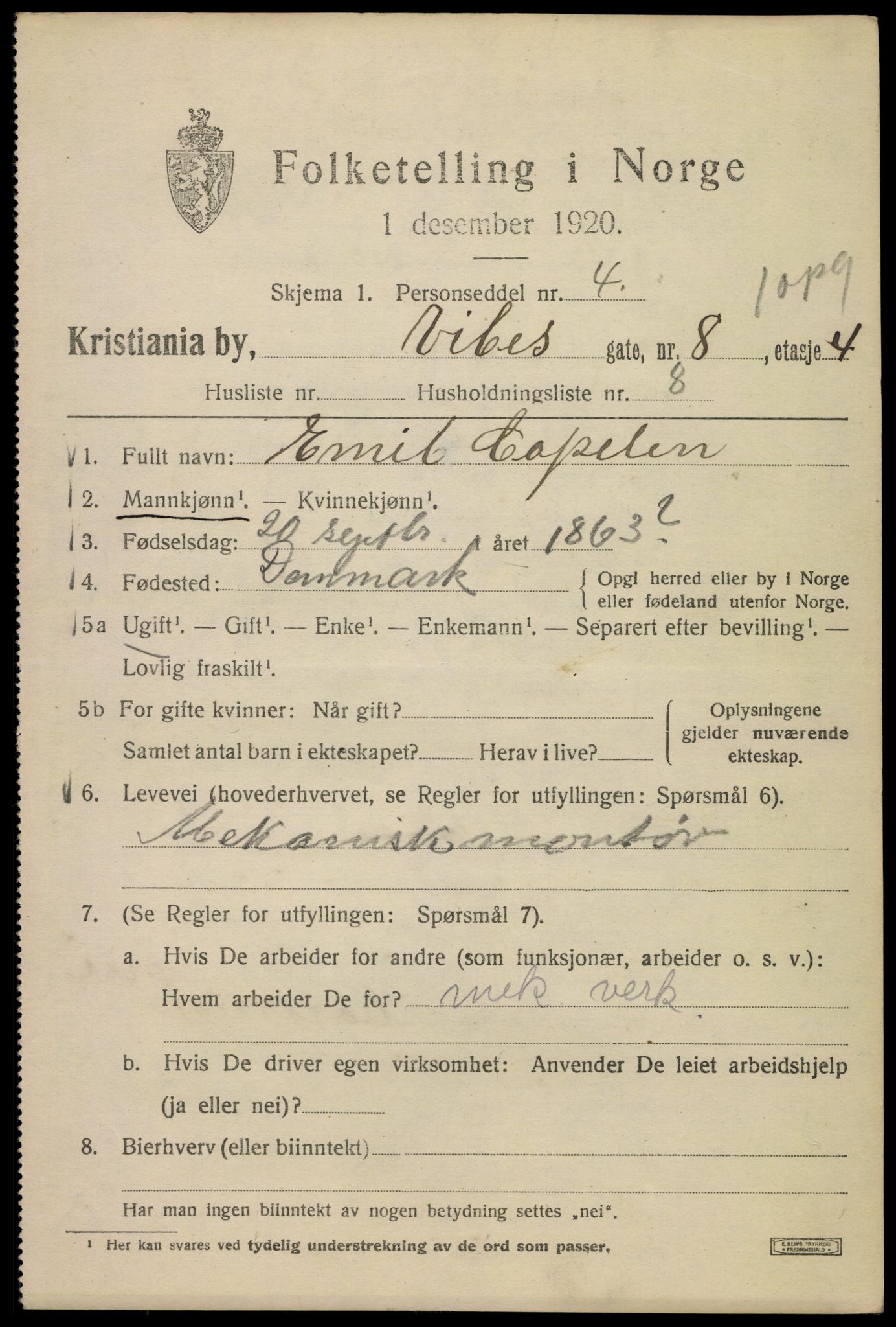 SAO, 1920 census for Kristiania, 1920, p. 632479