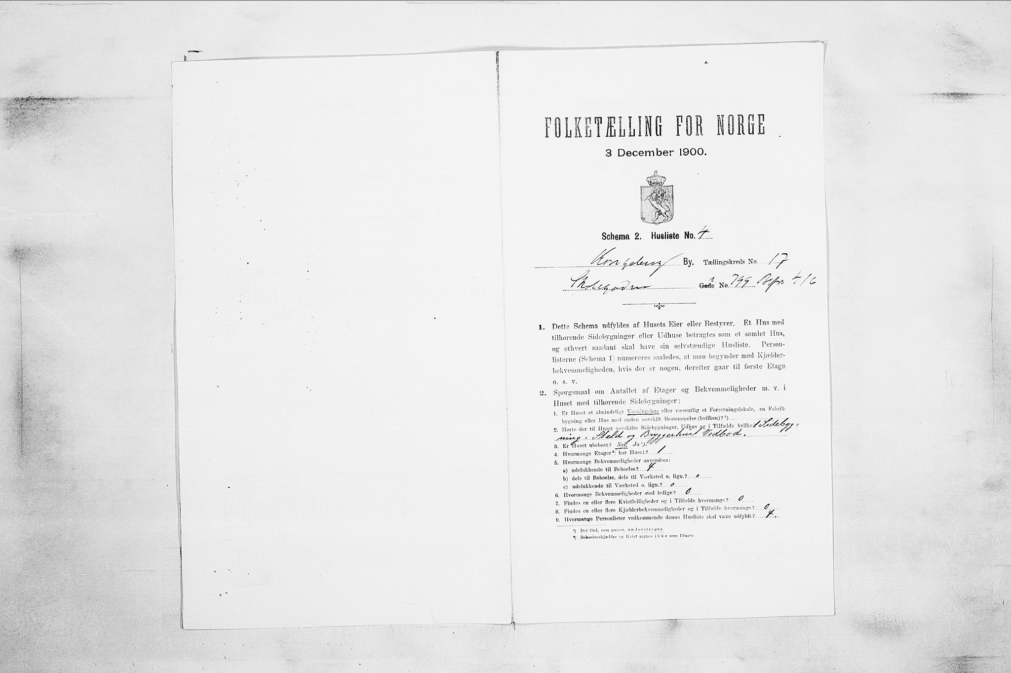 RA, 1900 census for Kongsberg, 1900, p. 3344