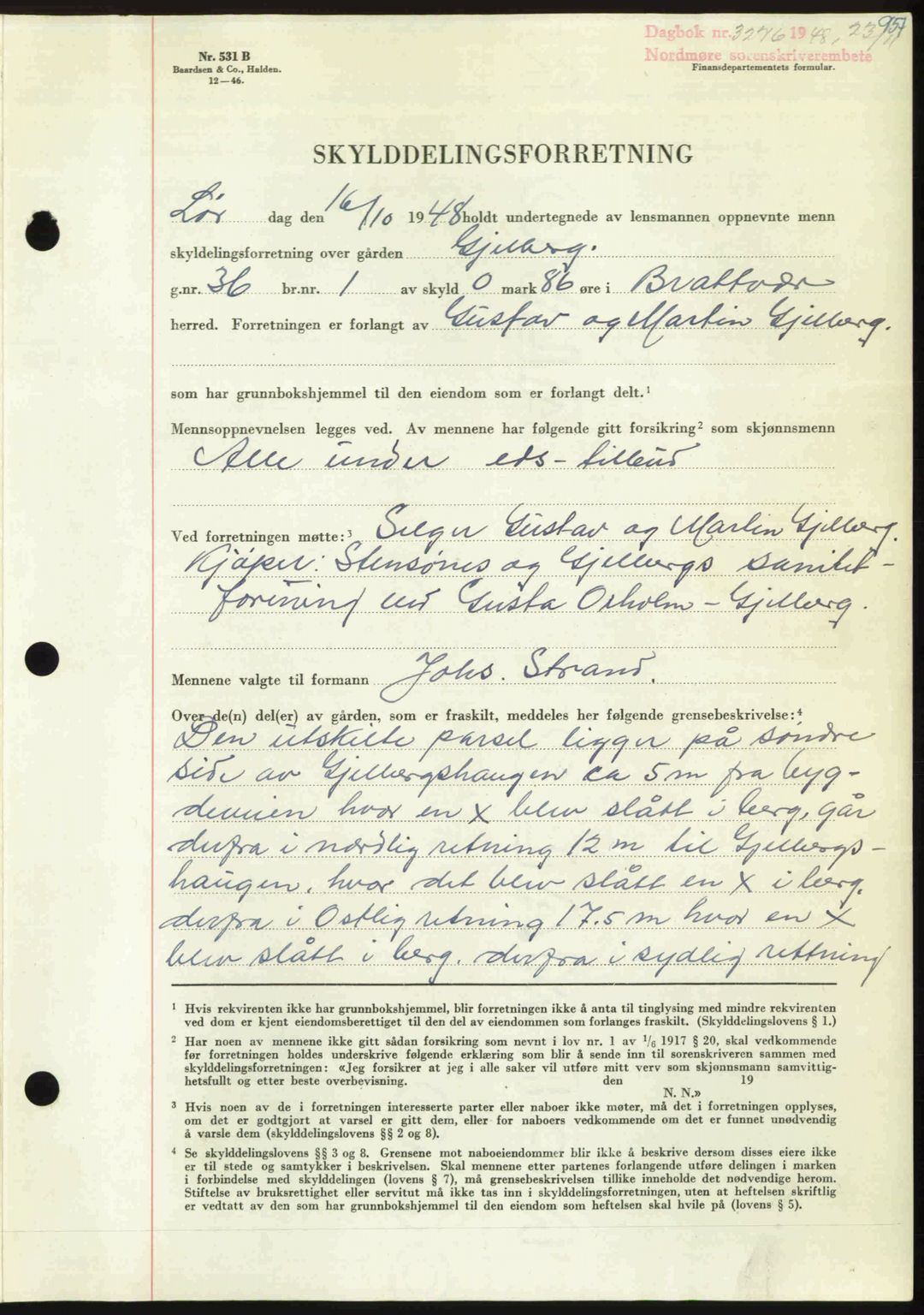 Nordmøre sorenskriveri, AV/SAT-A-4132/1/2/2Ca: Mortgage book no. A109, 1948-1948, Diary no: : 3276/1948