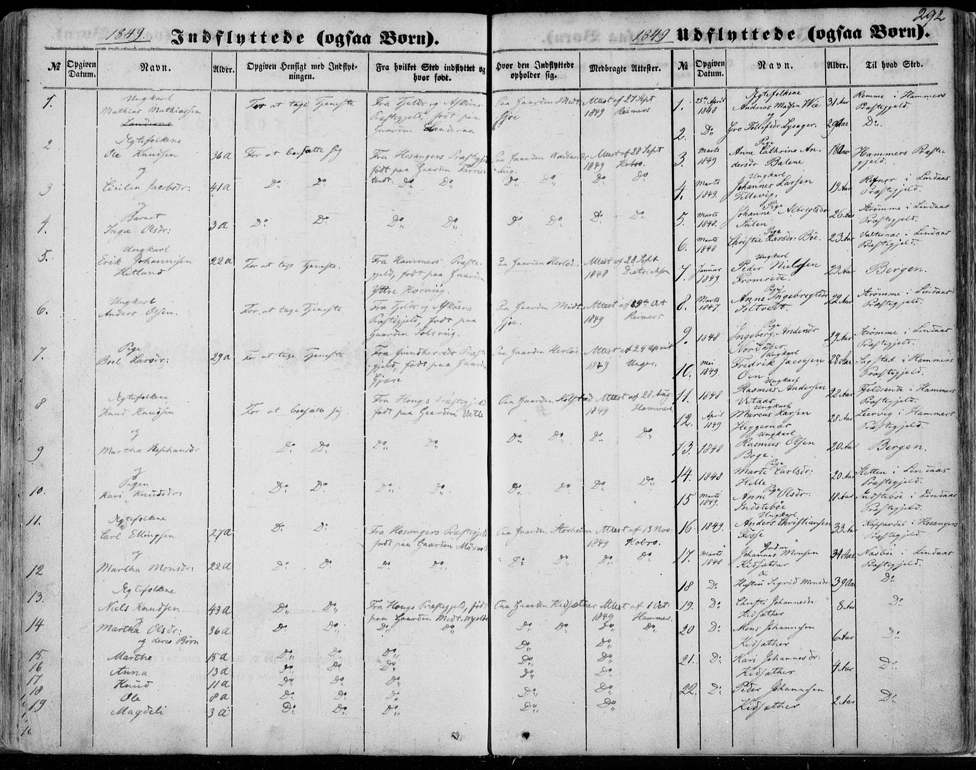 Manger sokneprestembete, SAB/A-76801/H/Haa: Parish register (official) no. A 6, 1849-1859, p. 292
