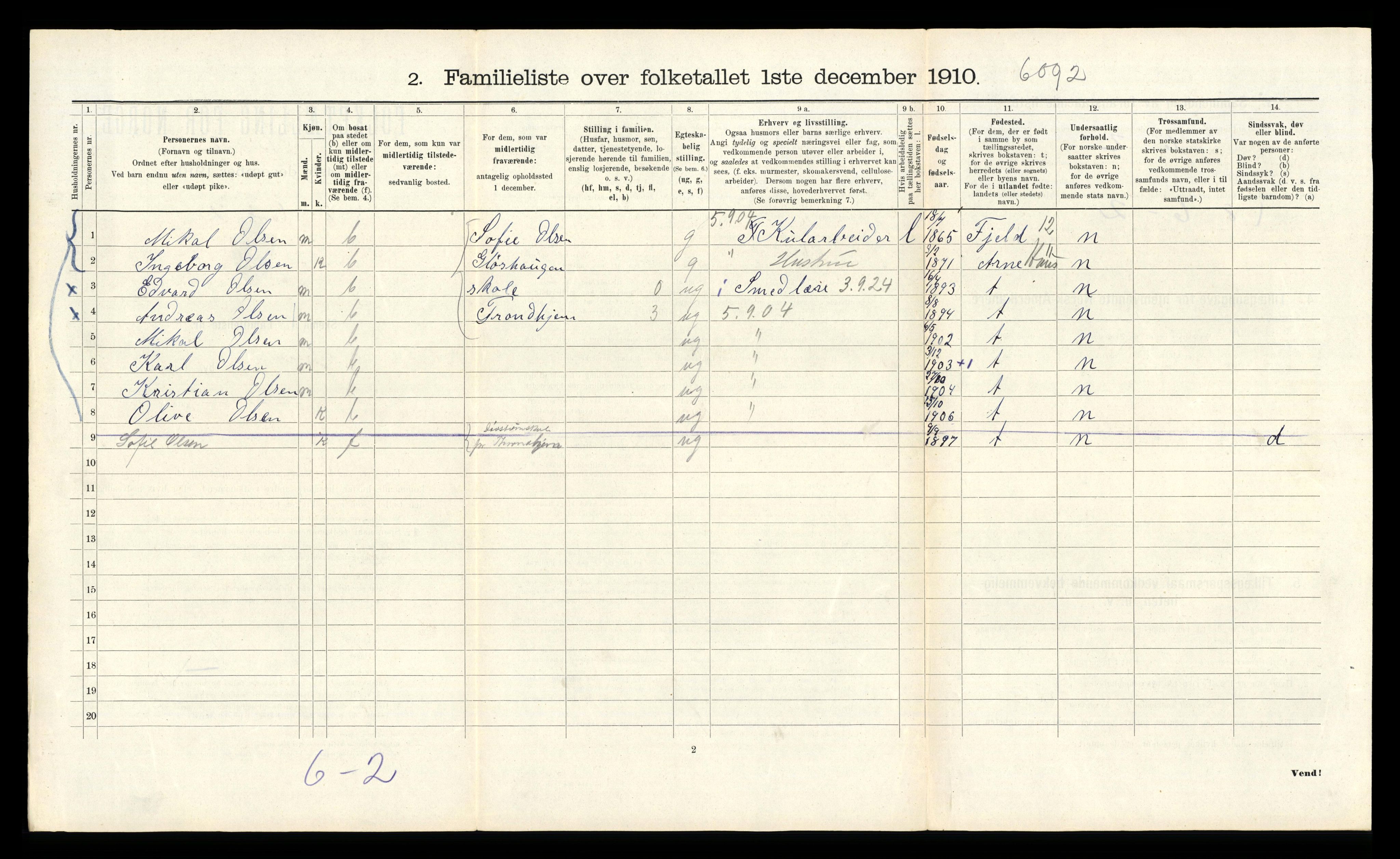 RA, 1910 census for Bergen, 1910, p. 9832