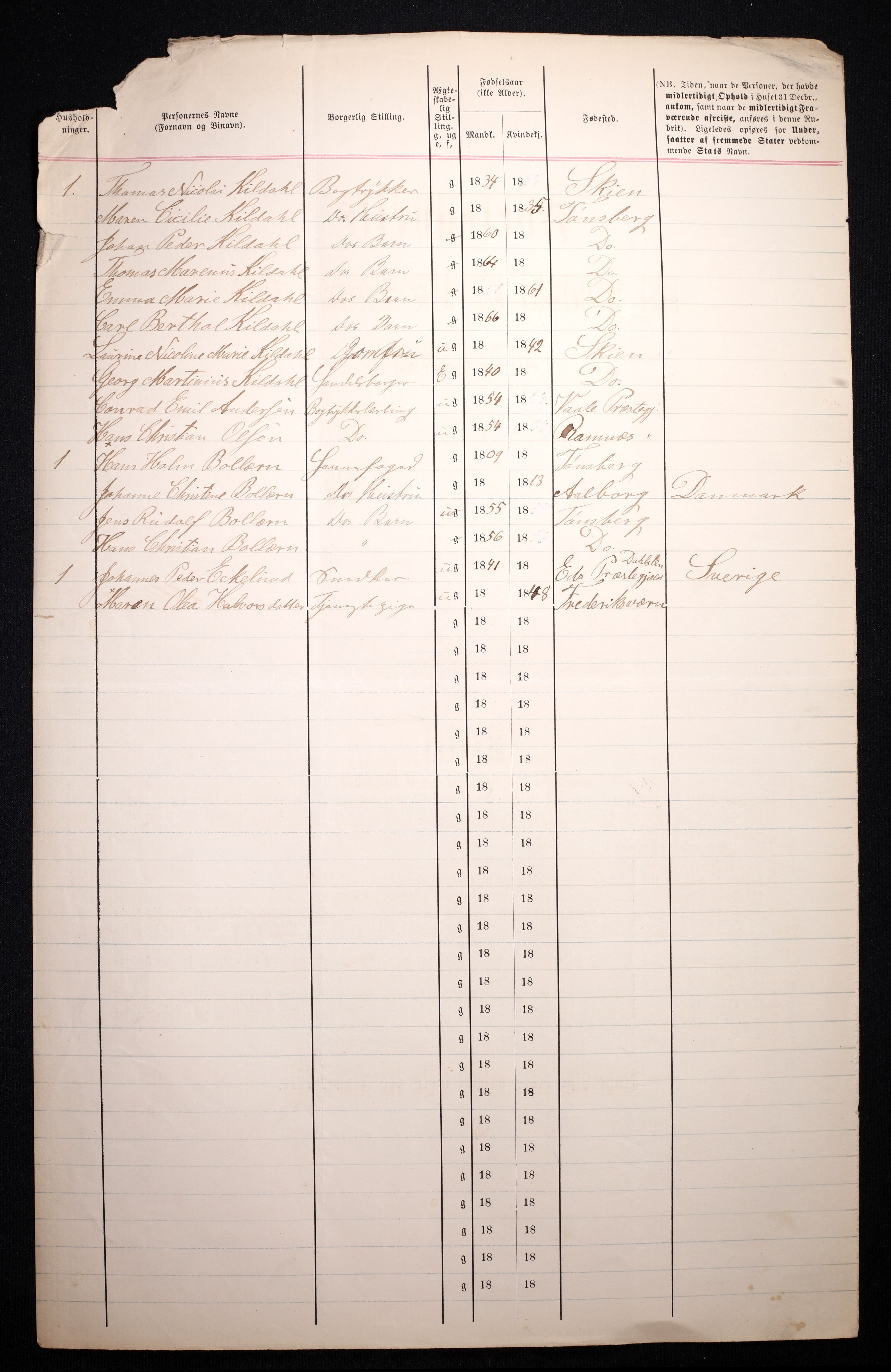 RA, 1870 census for 0705 Tønsberg, 1870, p. 85