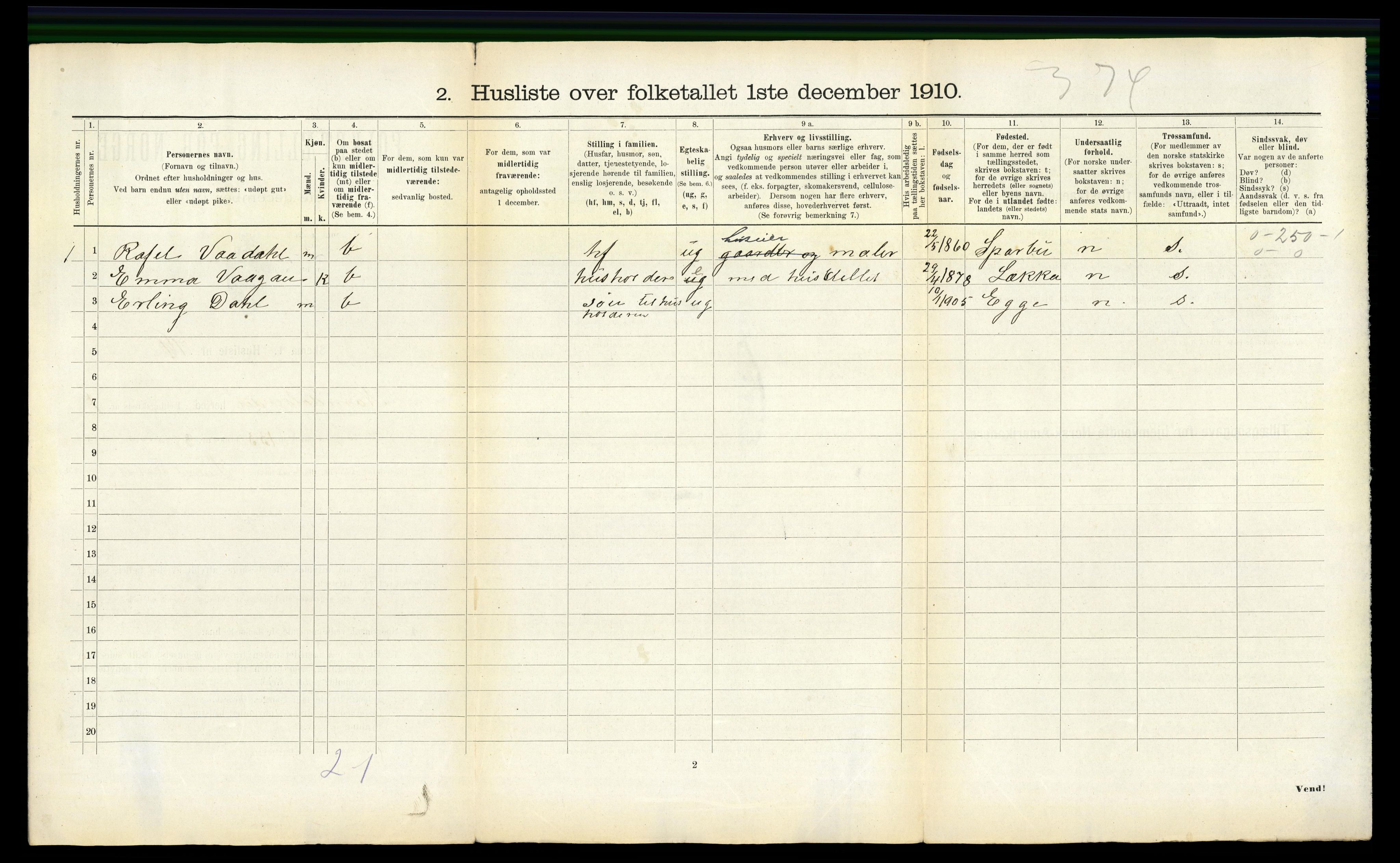 RA, 1910 census for Namdalseid, 1910, p. 173