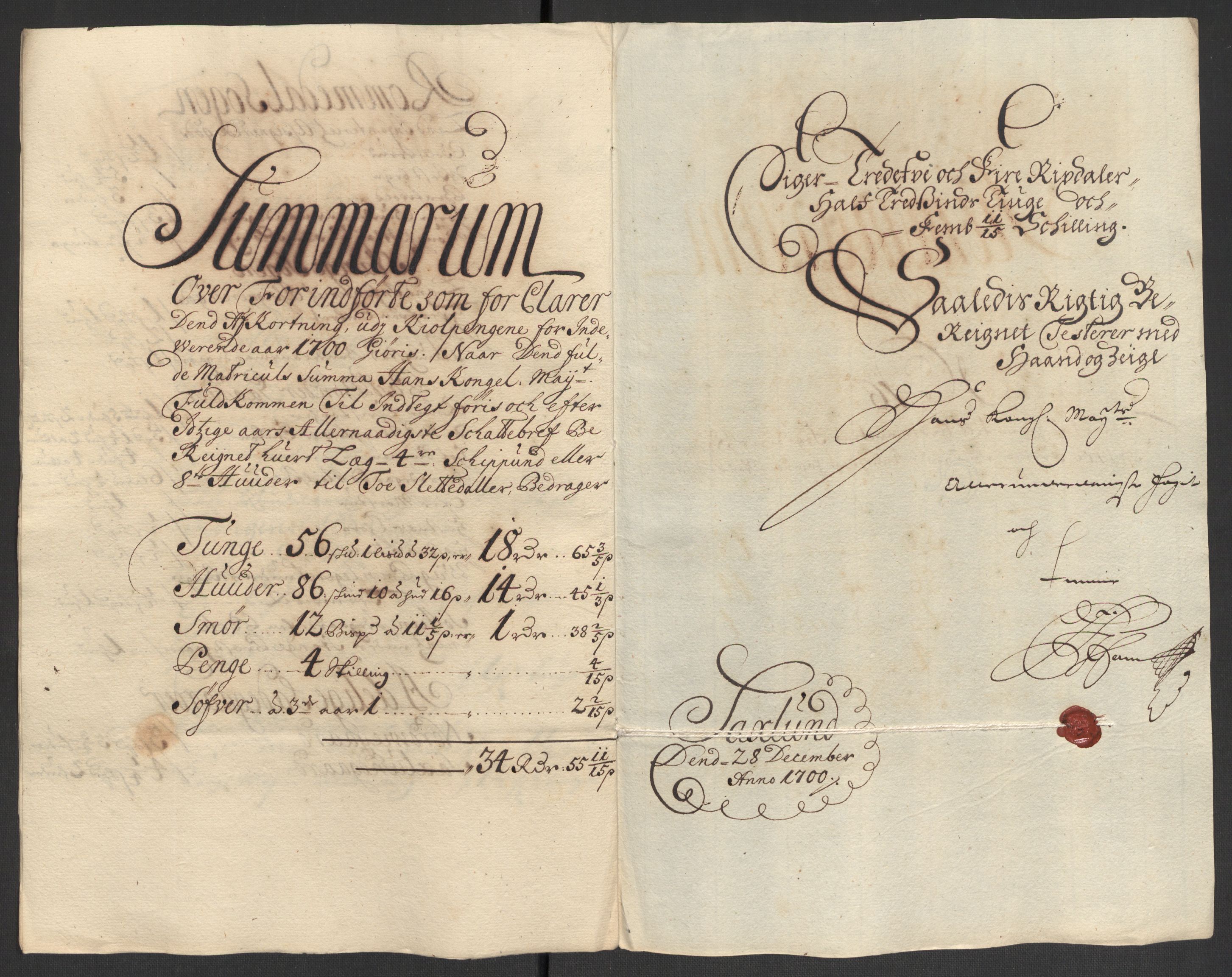 Rentekammeret inntil 1814, Reviderte regnskaper, Fogderegnskap, AV/RA-EA-4092/R16/L1039: Fogderegnskap Hedmark, 1700, p. 186