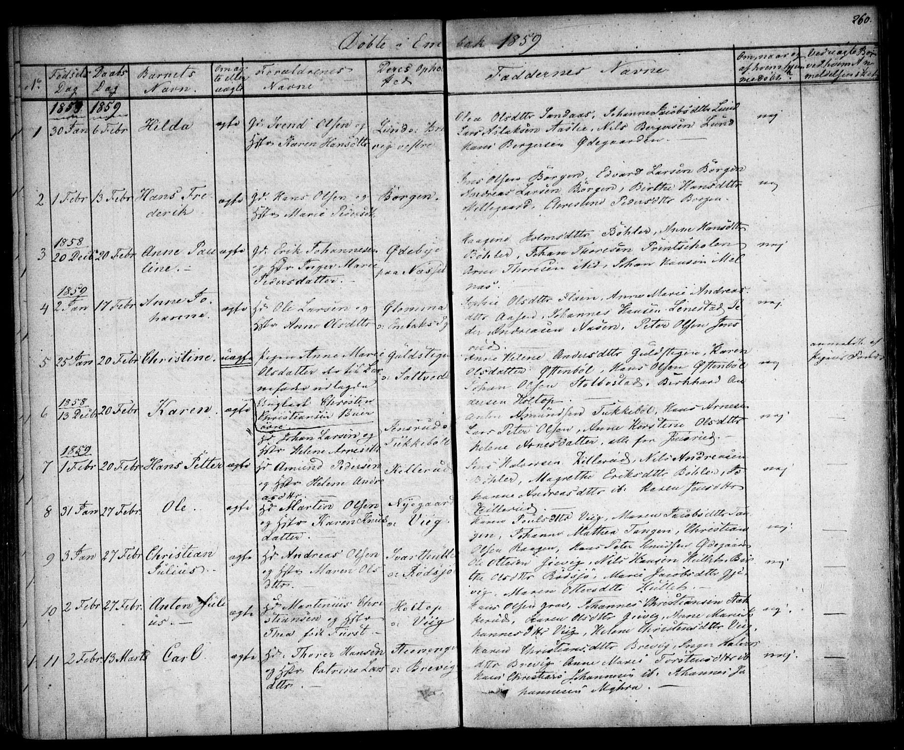 Enebakk prestekontor Kirkebøker, SAO/A-10171c/F/Fa/L0009: Parish register (official) no. I 9, 1832-1861, p. 260