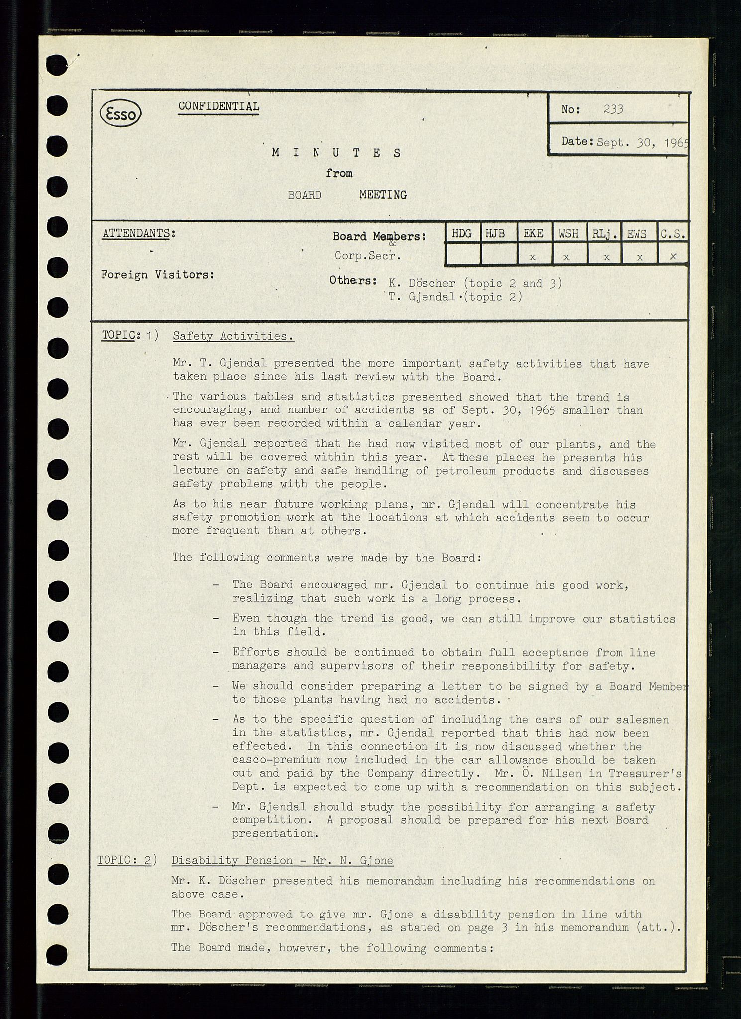 Pa 0982 - Esso Norge A/S, SAST/A-100448/A/Aa/L0002/0001: Den administrerende direksjon Board minutes (styrereferater) / Den administrerende direksjon Board minutes (styrereferater), 1965, p. 42