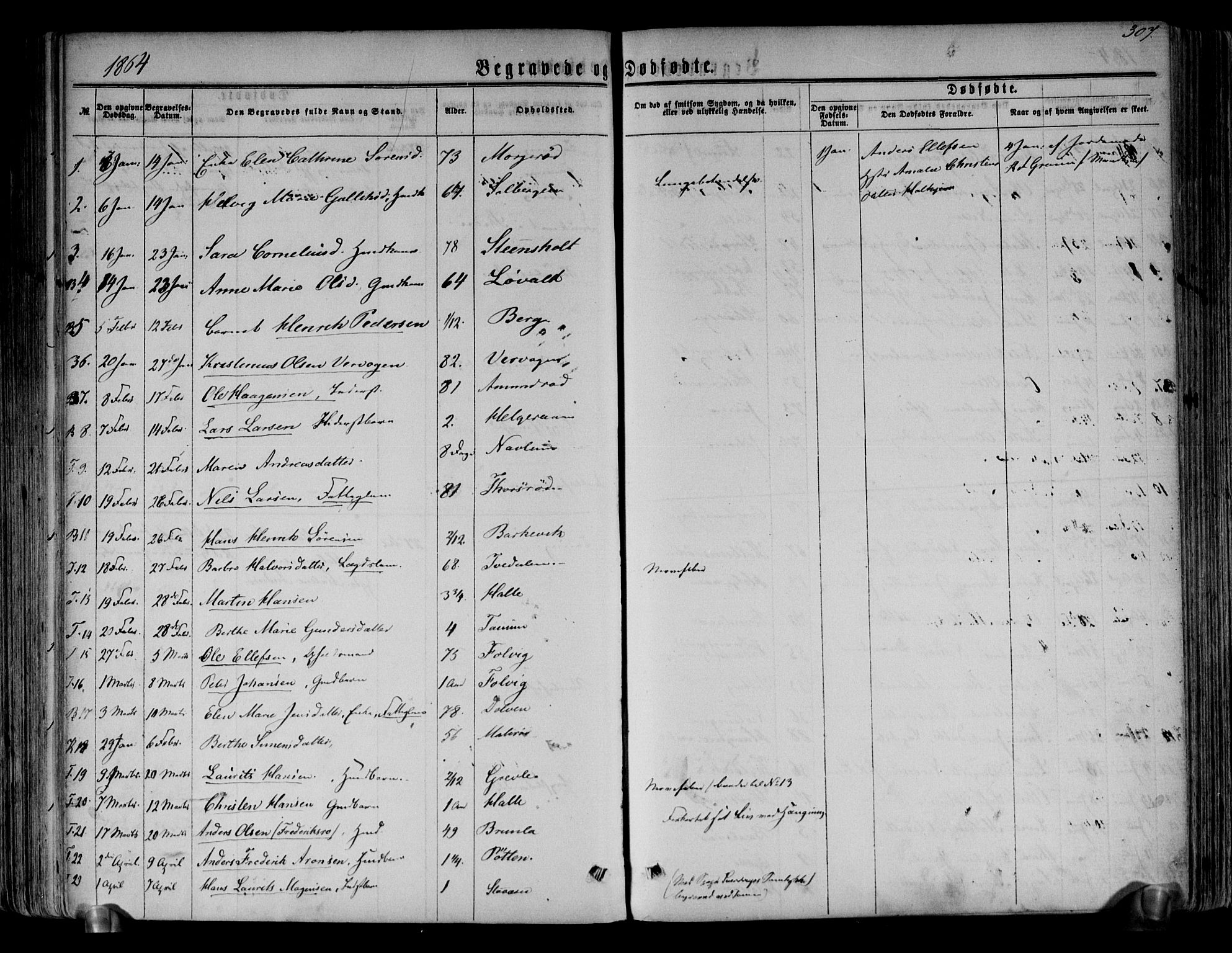 Brunlanes kirkebøker, SAKO/A-342/F/Fa/L0005: Parish register (official) no. I 5, 1862-1877, p. 307