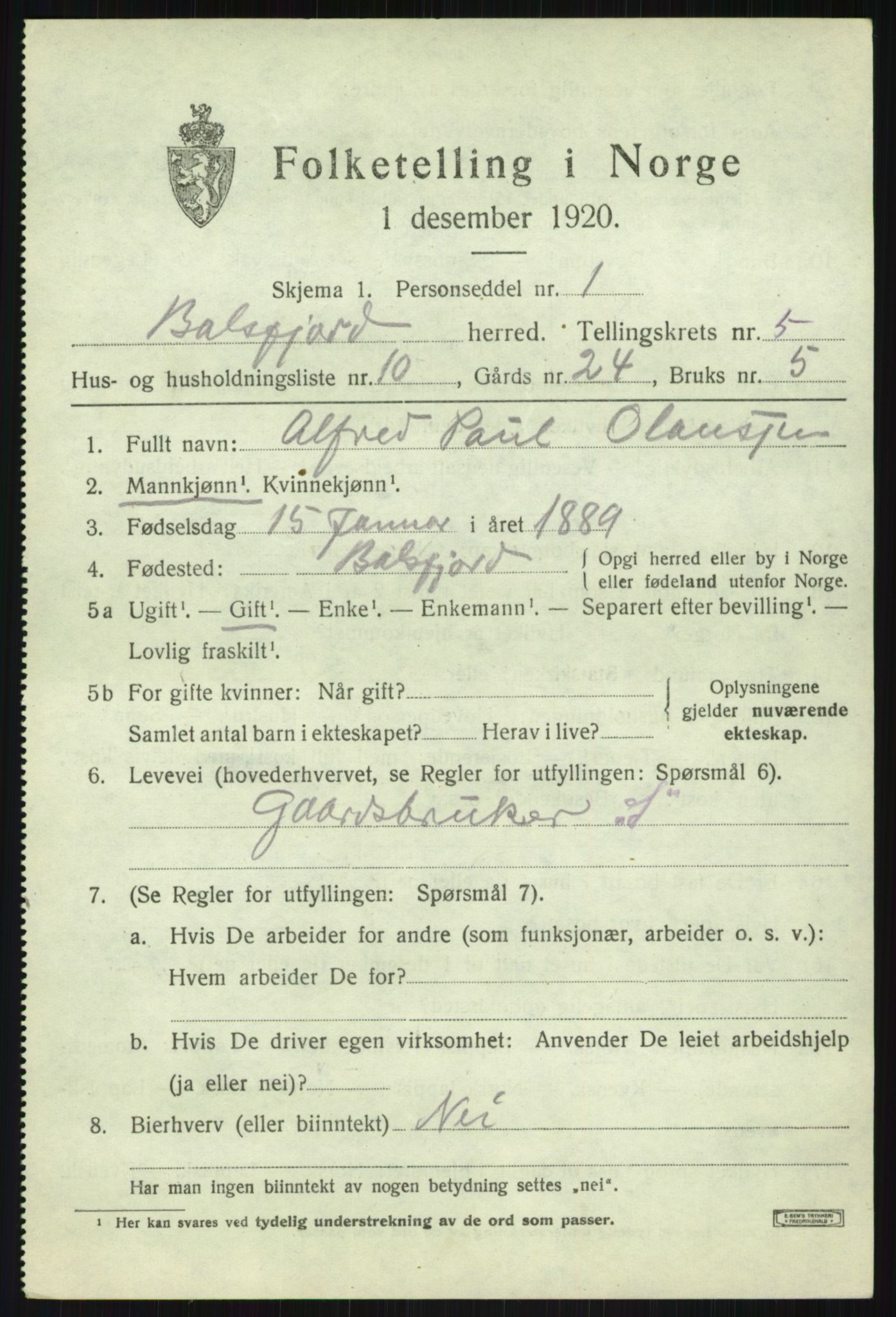 SATØ, 1920 census for Balsfjord, 1920, p. 3222