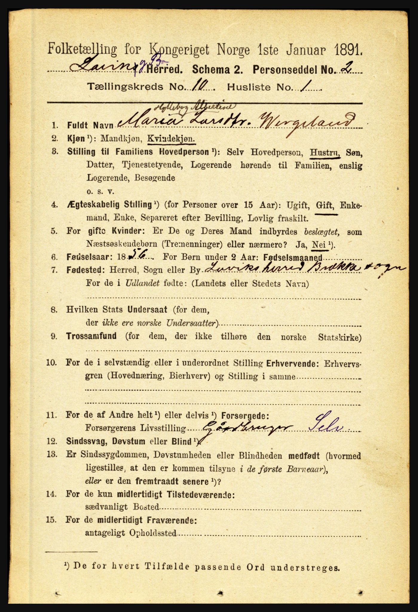 RA, 1891 census for 1415 Lavik og Brekke, 1891, p. 1977