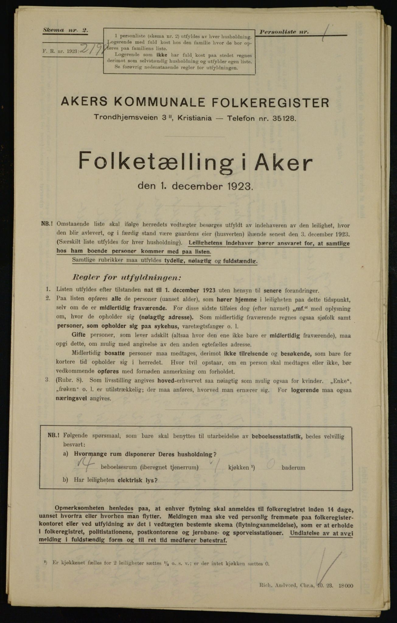 , Municipal Census 1923 for Aker, 1923, p. 36532