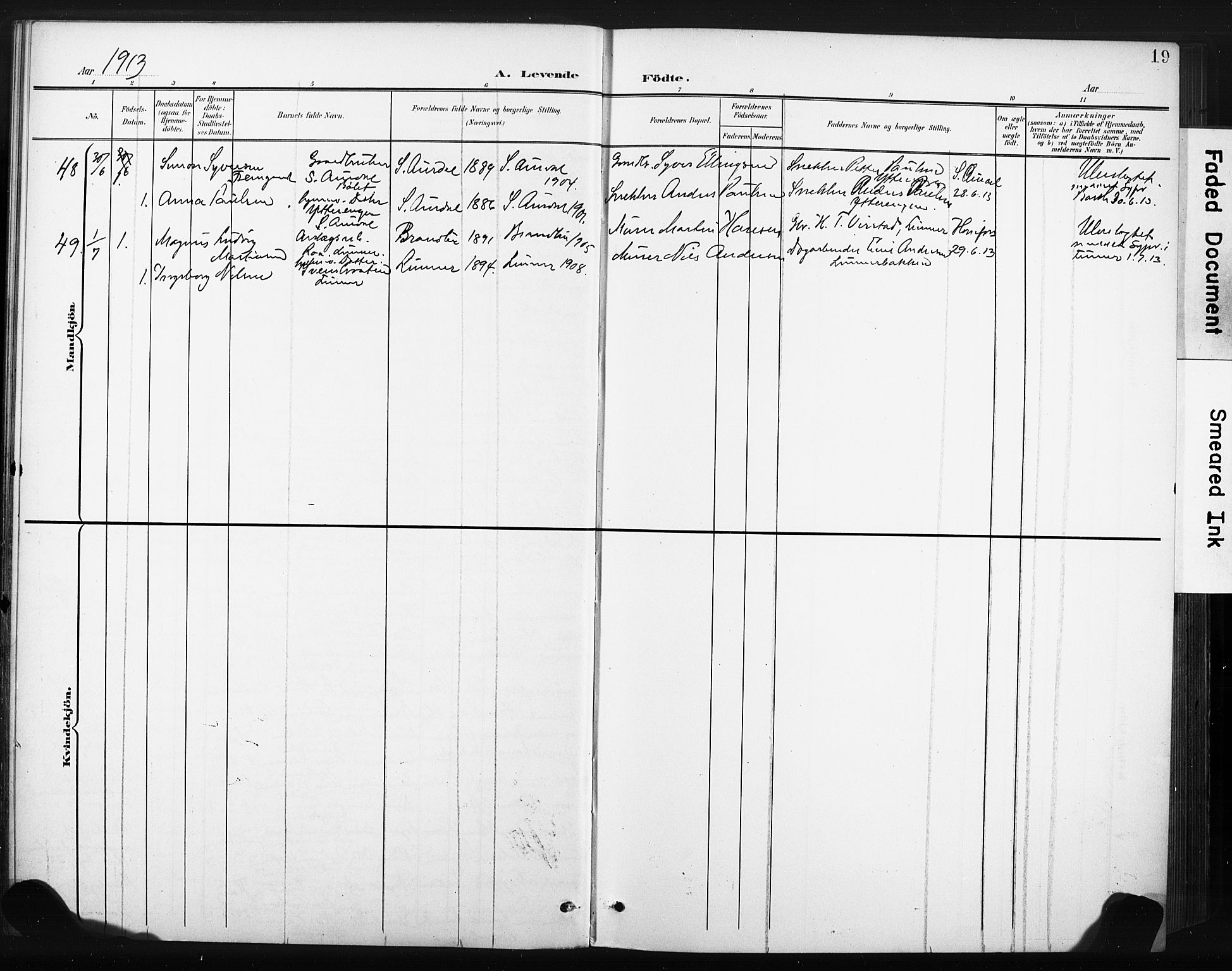 Hønefoss kirkebøker, AV/SAKO-A-609/F/Fa/L0003: Parish register (official) no. 3, 1900-1913, p. 19