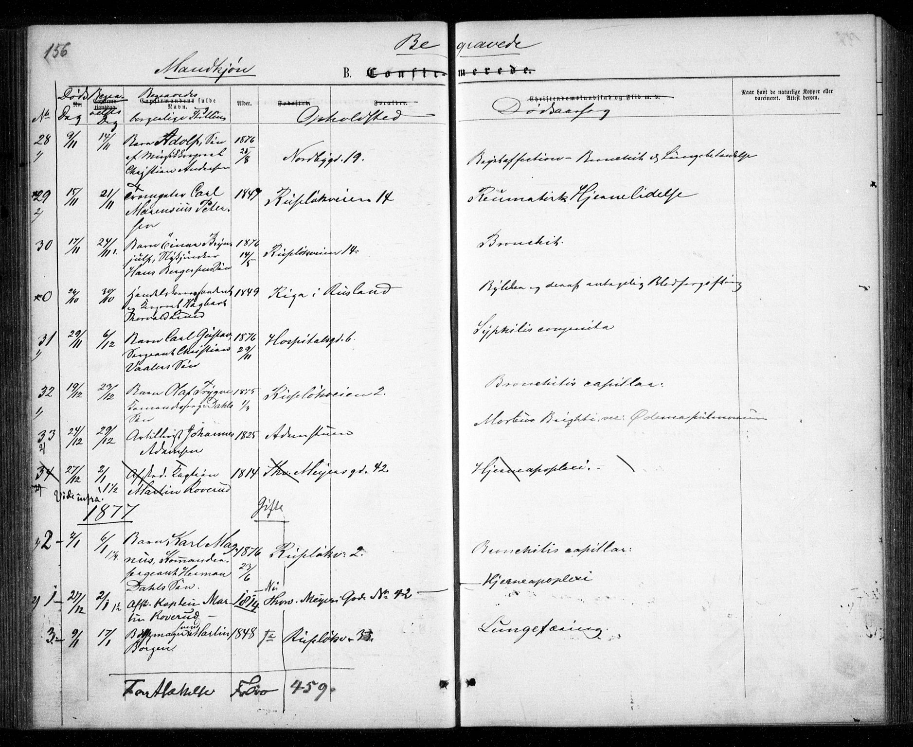 Garnisonsmenigheten Kirkebøker, SAO/A-10846/G/Ga/L0006: Parish register (copy) no. 6, 1860-1880, p. 156