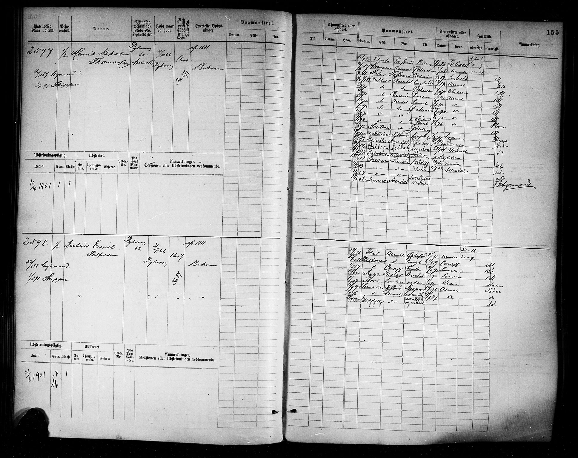 Tvedestrand mønstringskrets, AV/SAK-2031-0011/F/Fb/L0004: Hovedrulle A nr 2289-3056, R-5, 1880-1910, p. 160