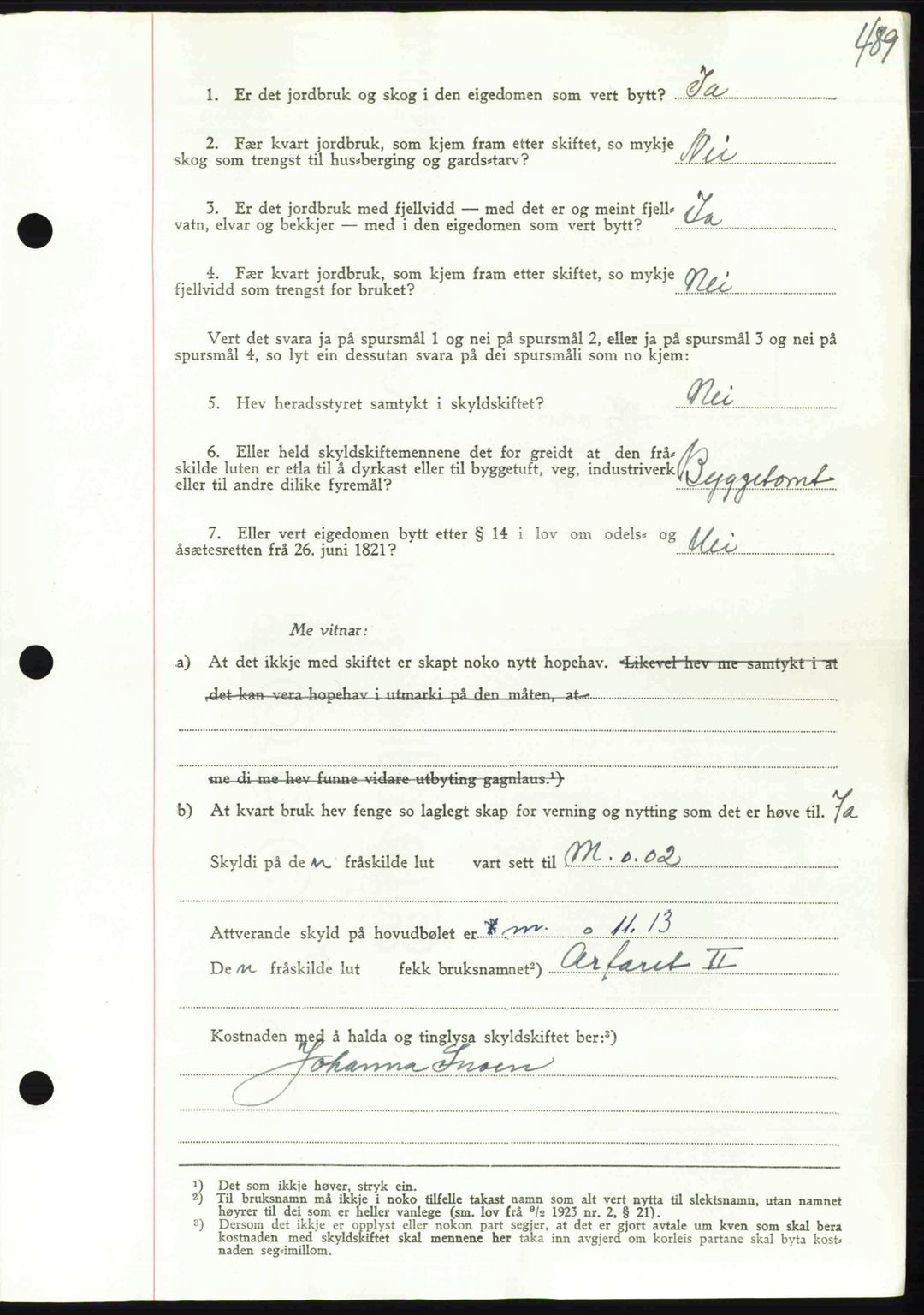 Orkdal sorenskriveri, SAT/A-4169/1/2/2C: Mortgage book no. A, 1947-1947, Diary no: : 1273/1947