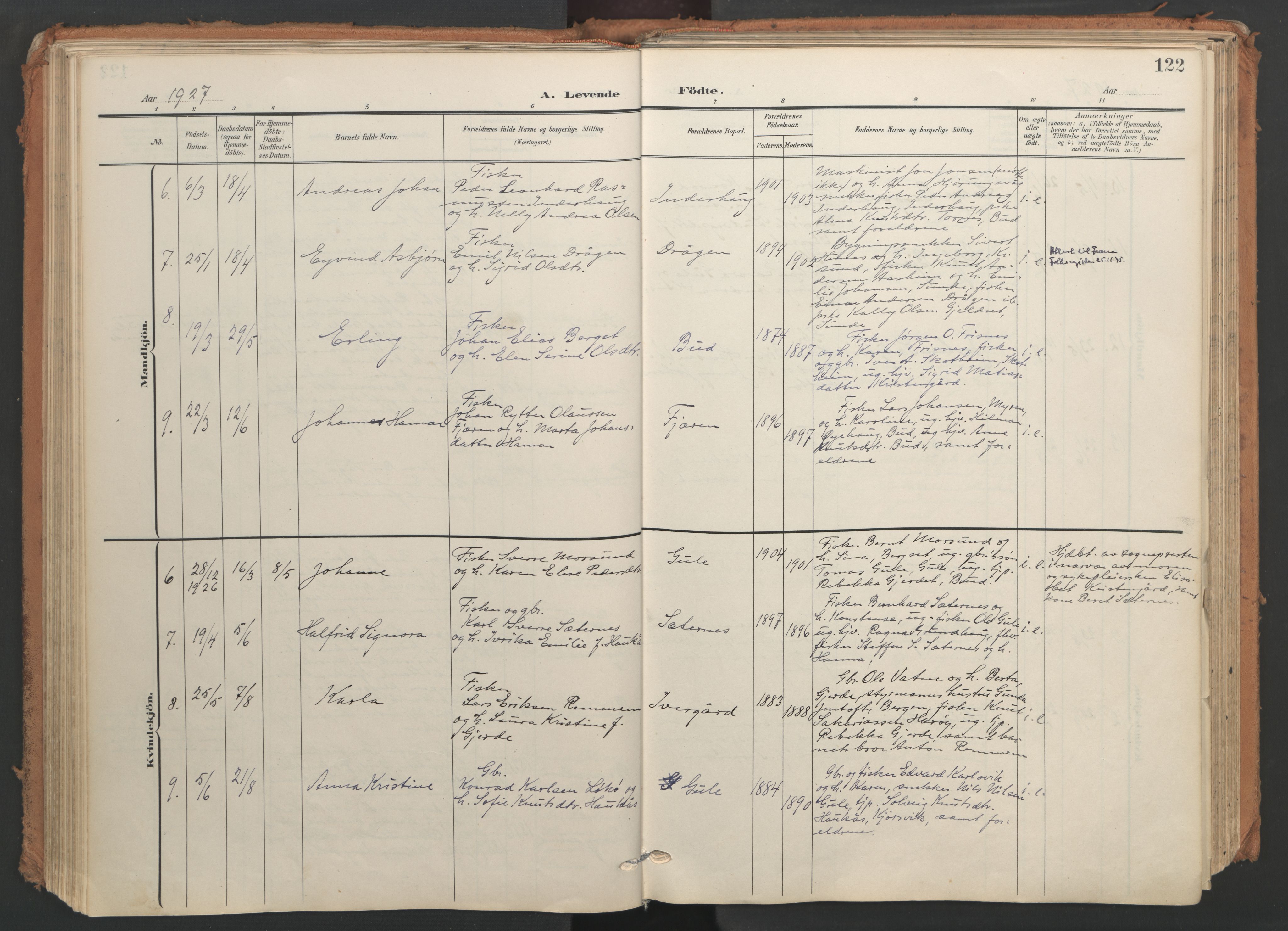 Ministerialprotokoller, klokkerbøker og fødselsregistre - Møre og Romsdal, AV/SAT-A-1454/566/L0771: Parish register (official) no. 566A10, 1904-1929, p. 122