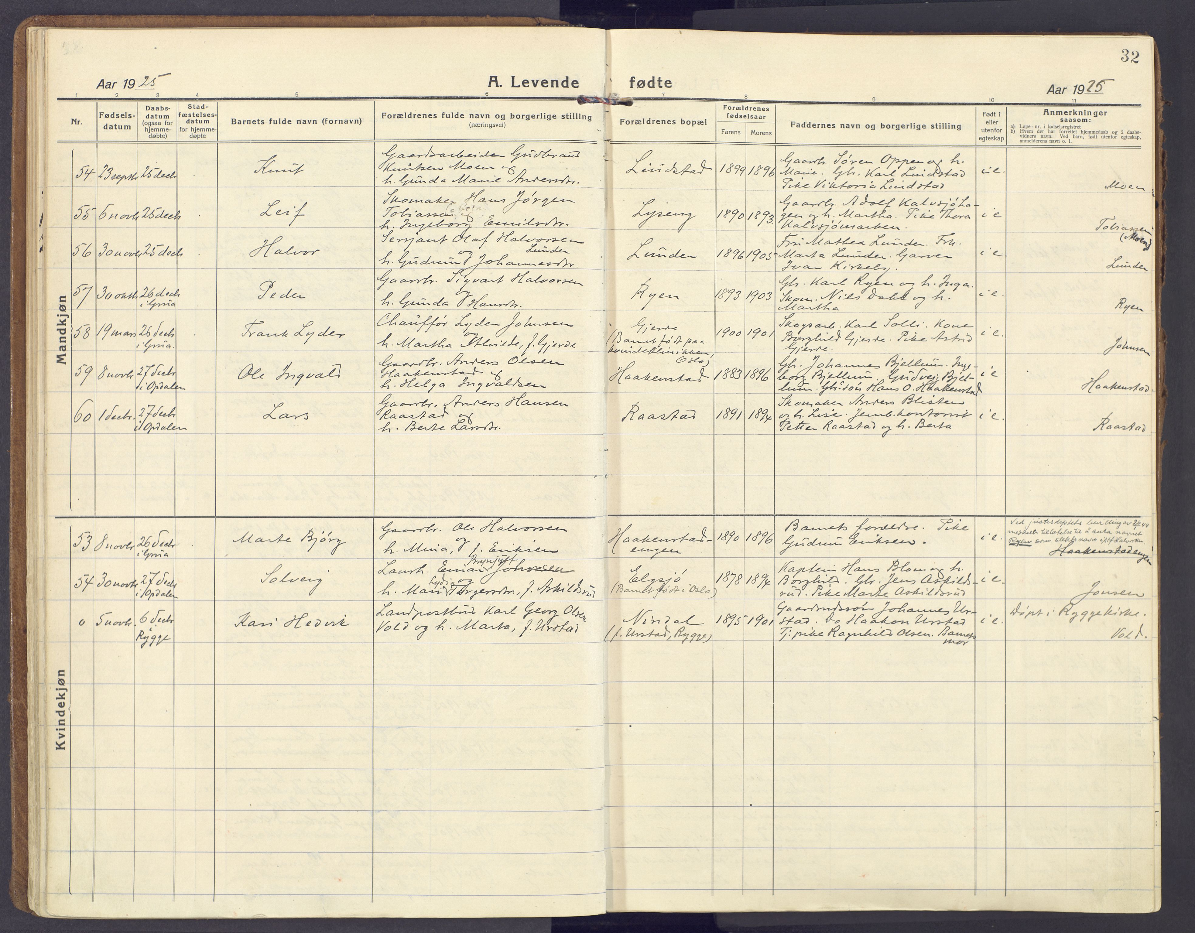 Lunner prestekontor, AV/SAH-PREST-118/H/Ha/Haa/L0002: Parish register (official) no. 2, 1922-1931, p. 32