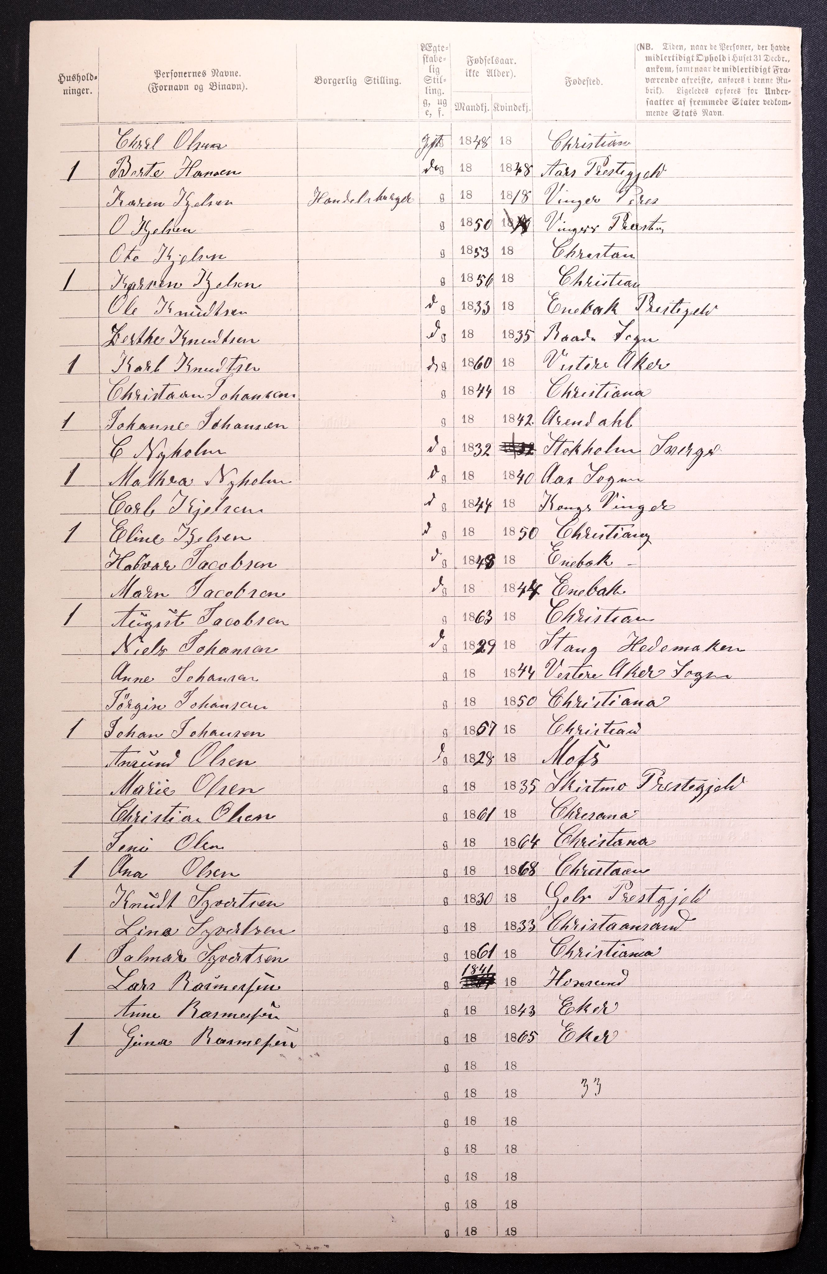 RA, 1870 census for 0301 Kristiania, 1870, p. 4349