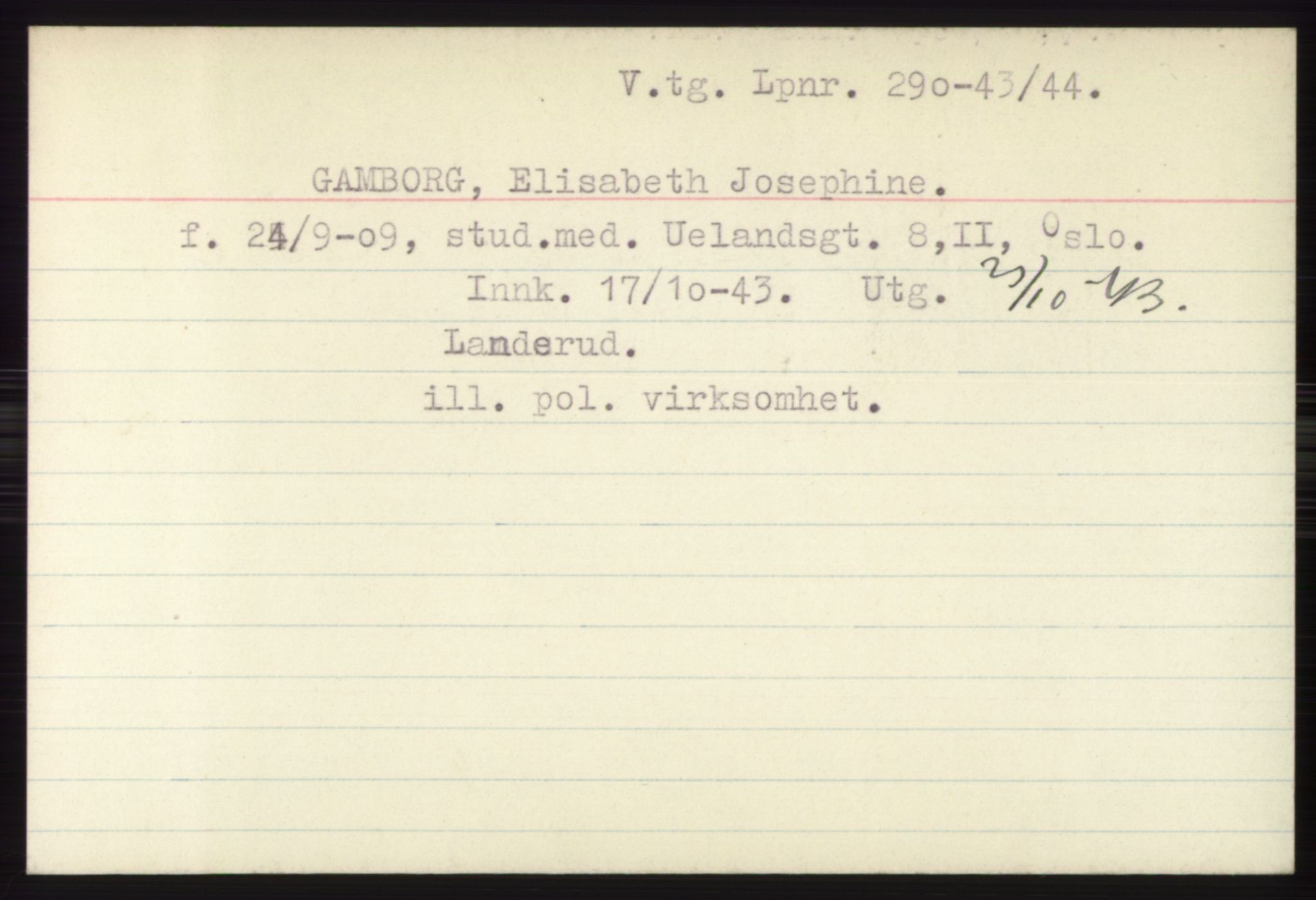 Statspolitiet - Hovedkontoret / Osloavdelingen, AV/RA-S-1329/C/Ck/Cke/L0003: Fangeregister; etternavn G - K, 1941-1945, p. 4