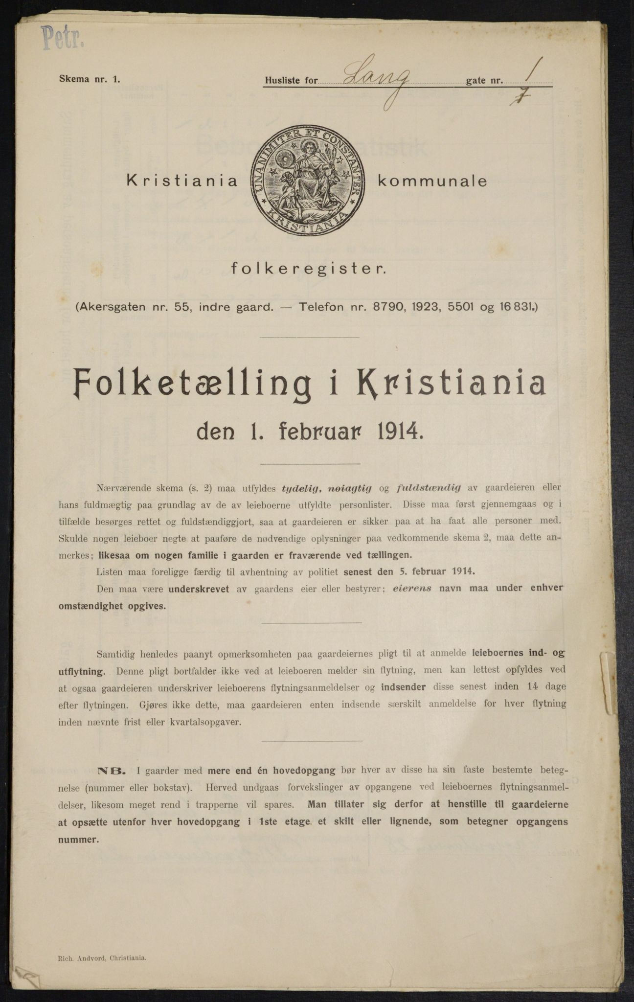 OBA, Municipal Census 1914 for Kristiania, 1914, p. 56348