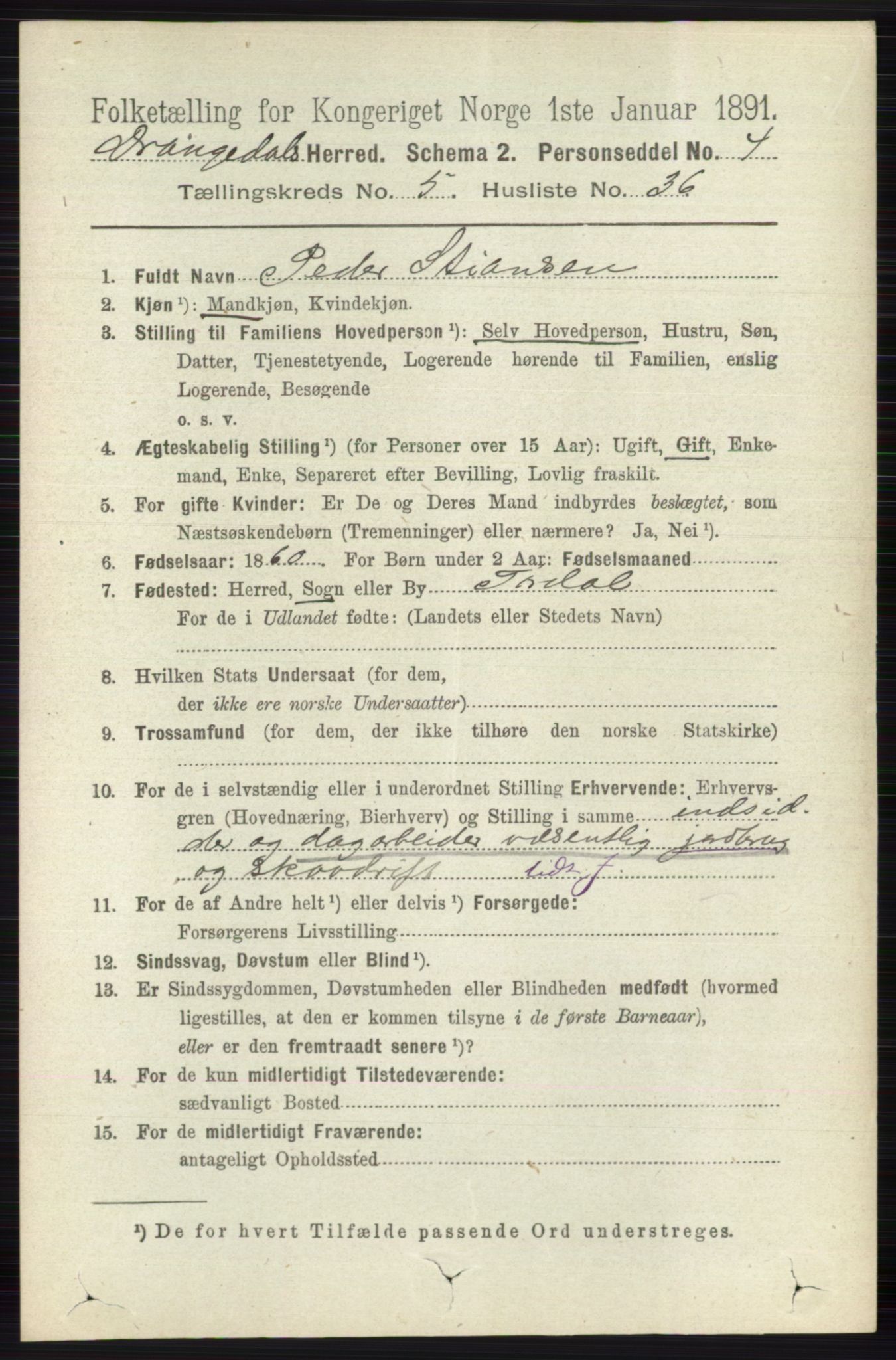 RA, 1891 census for 0817 Drangedal, 1891, p. 1914