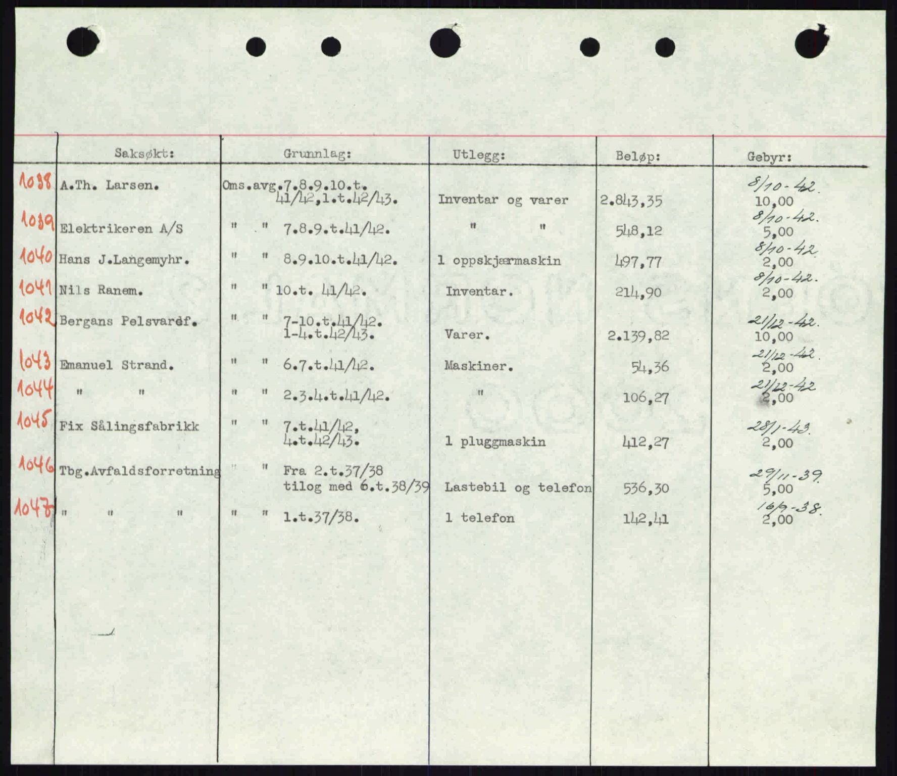 Tønsberg sorenskriveri, AV/SAKO-A-130/G/Ga/Gaa/L0013: Mortgage book no. A13, 1943-1943, Diary no: : 1007/1943