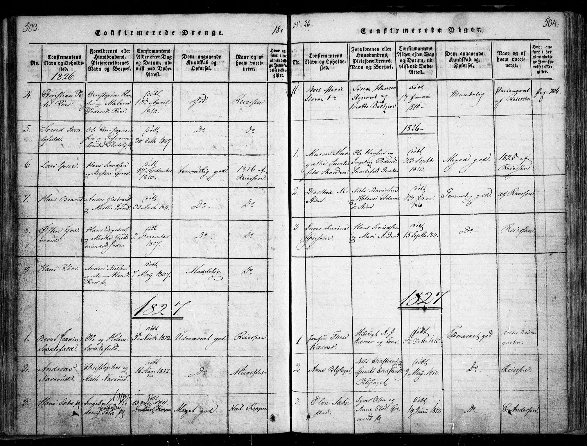 Nesodden prestekontor Kirkebøker, SAO/A-10013/F/Fa/L0006: Parish register (official) no. I 6, 1814-1847, p. 503-504