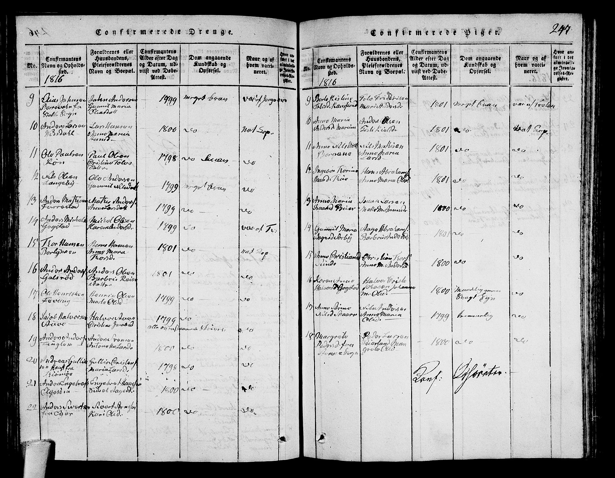 Sandar kirkebøker, SAKO/A-243/G/Ga/L0001: Parish register (copy) no. 1, 1814-1835, p. 247