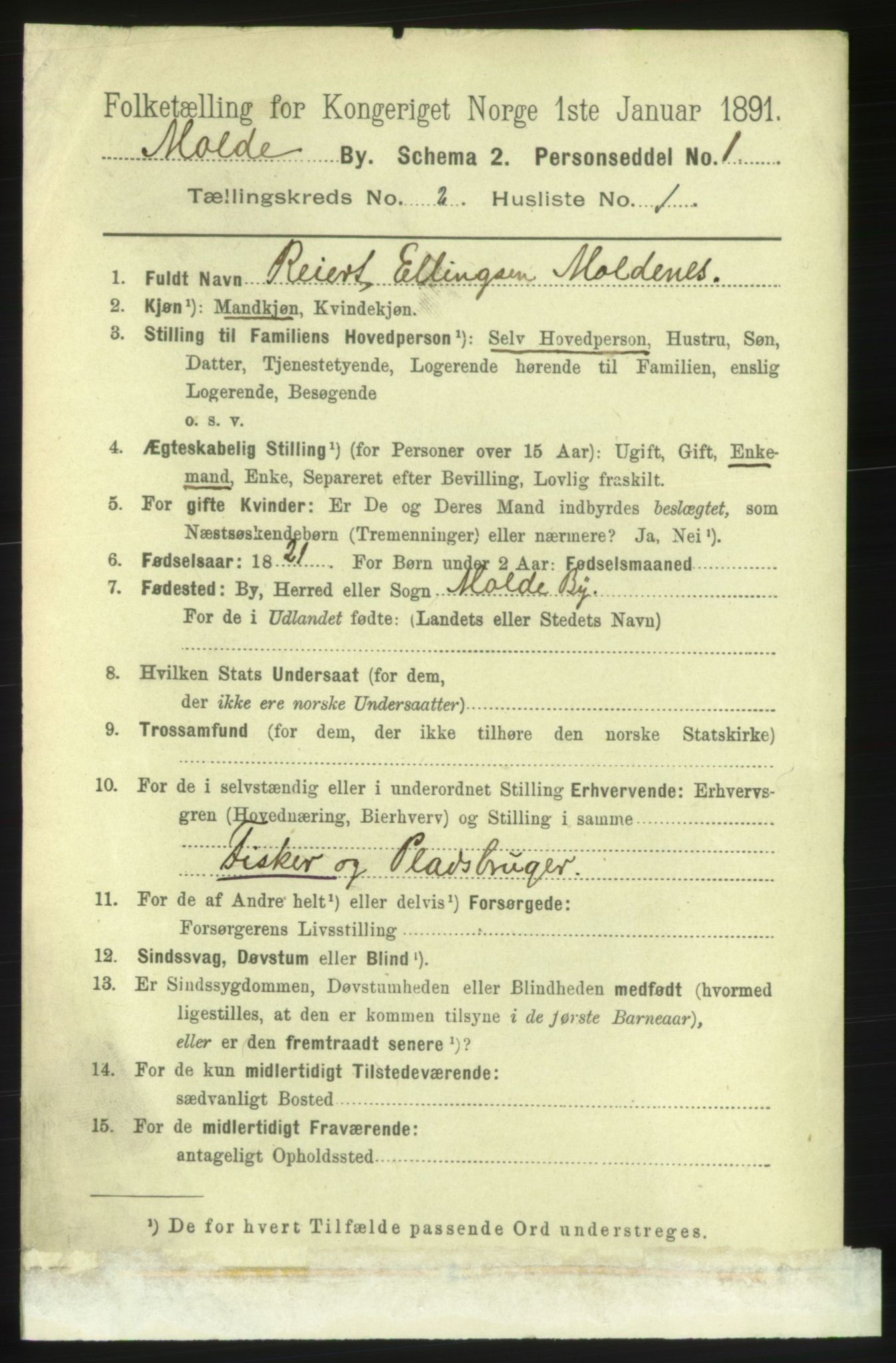 RA, 1891 census for 1502 Molde, 1891, p. 1437