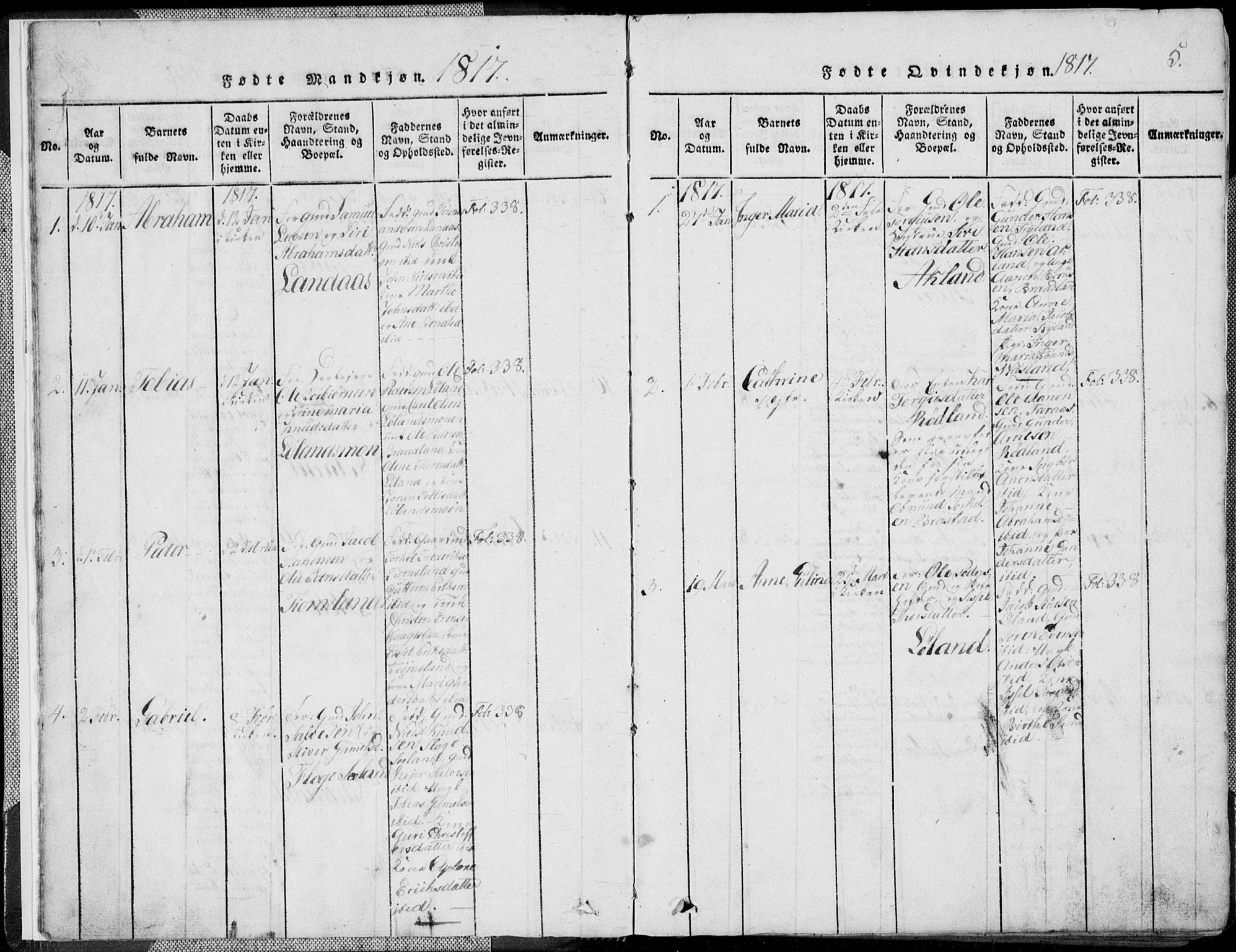 Nord-Audnedal sokneprestkontor, AV/SAK-1111-0032/F/Fb/Fbb/L0001: Parish register (copy) no. B 1, 1816-1858, p. 5