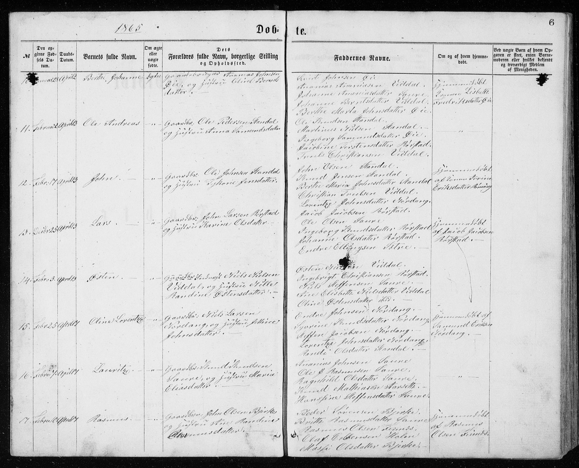 Ministerialprotokoller, klokkerbøker og fødselsregistre - Møre og Romsdal, AV/SAT-A-1454/515/L0214: Parish register (copy) no. 515C01, 1865-1883, p. 6