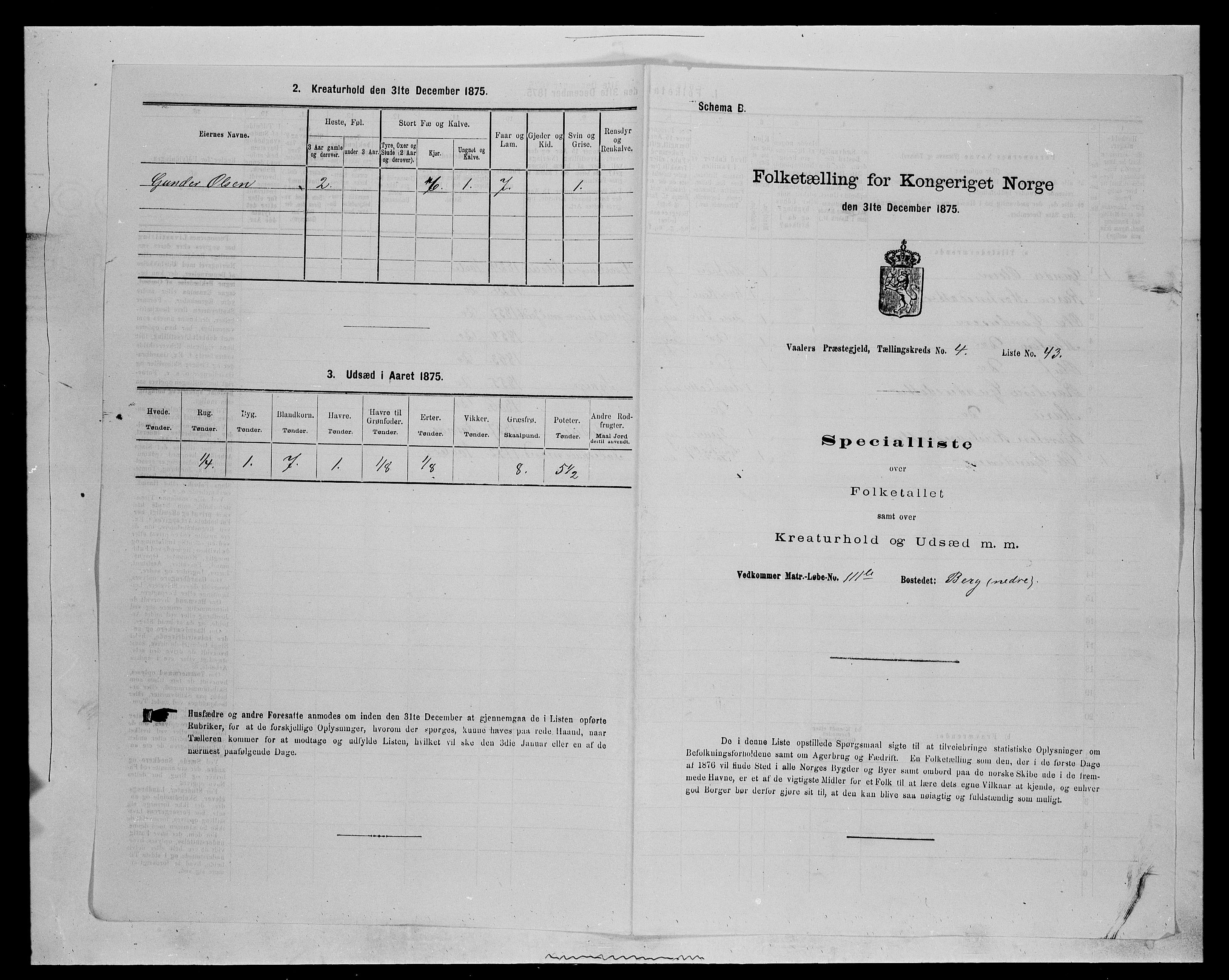 SAH, 1875 census for 0426P Våler parish (Hedmark), 1875, p. 579