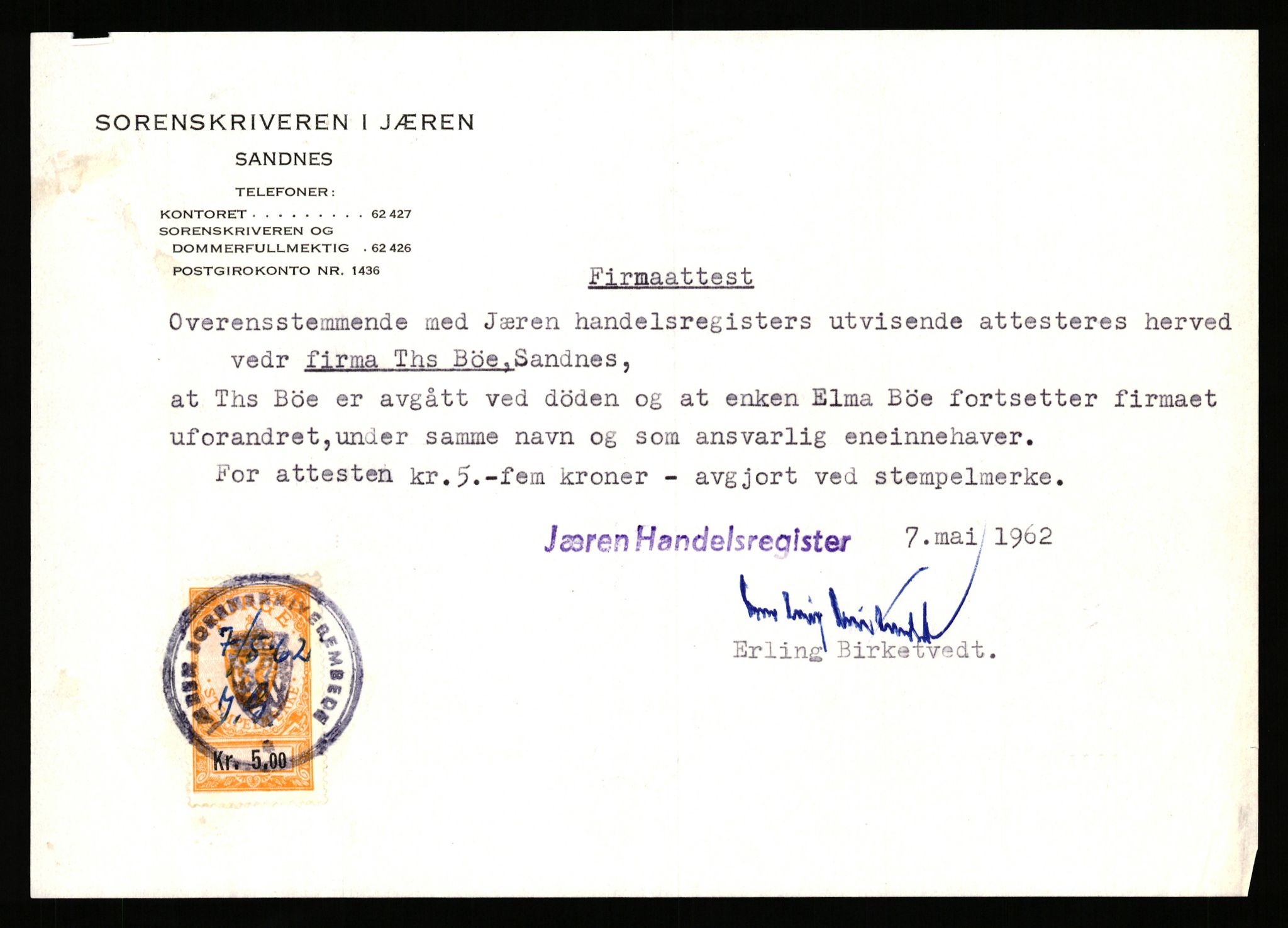 Stavanger byfogd, SAST/A-101408/002/J/Jd/Jde/L0003: Registreringsmeldinger og bilag. Enkeltmannsforetak, 751-1000, 1928-1976, p. 163