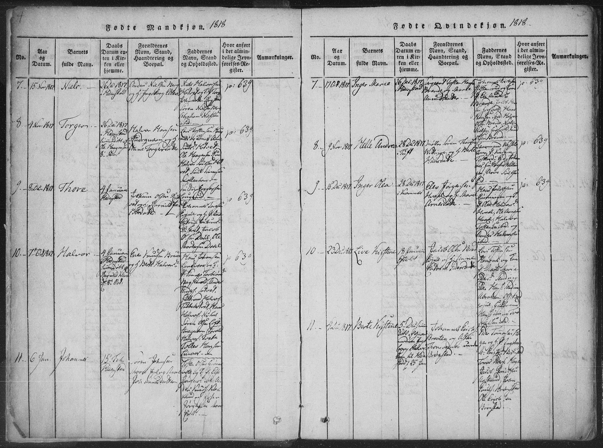 Sandsvær kirkebøker, SAKO/A-244/F/Fa/L0004: Parish register (official) no. I 4, 1817-1839, p. 4-5