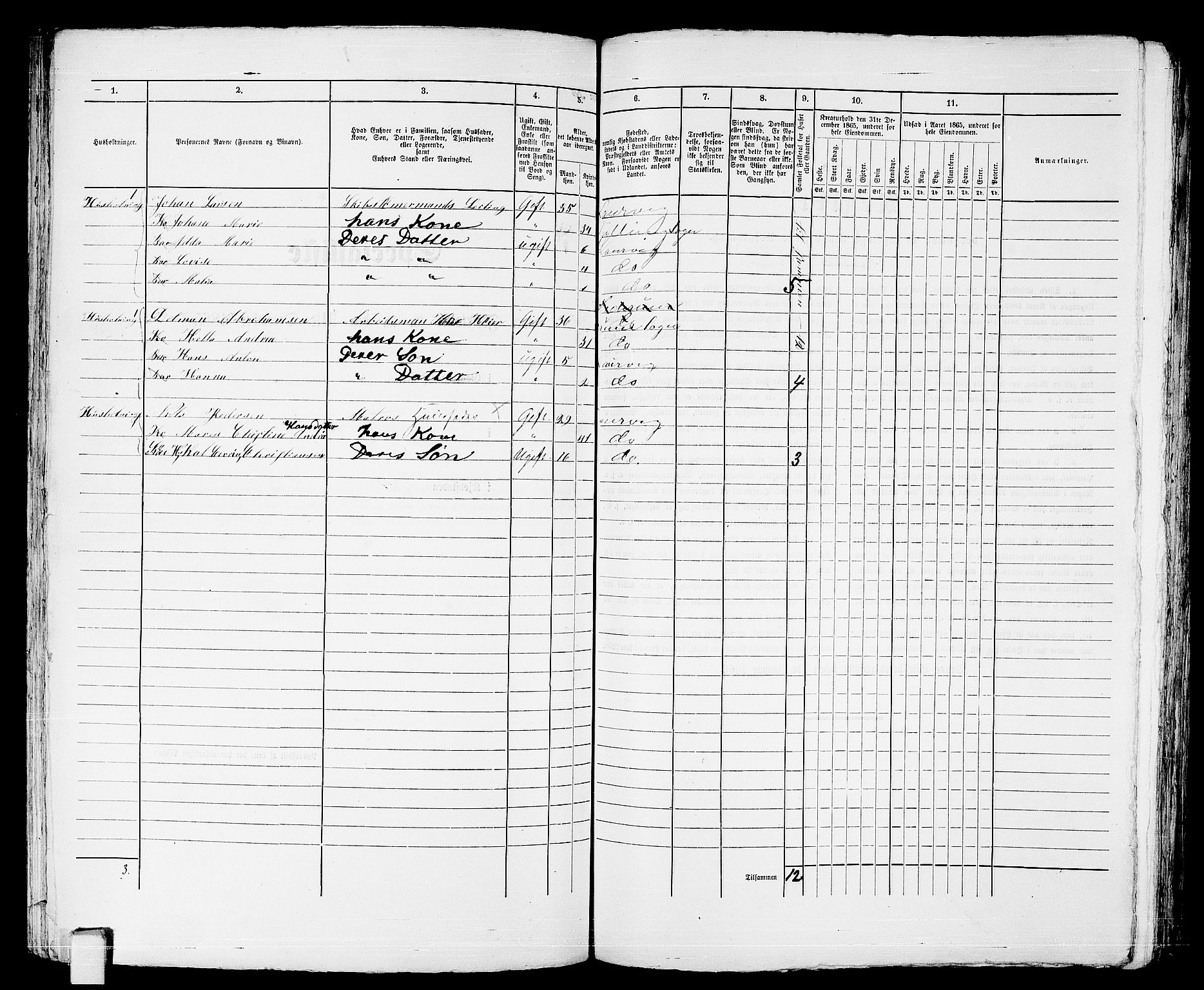 RA, 1865 census for Larvik, 1865, p. 262