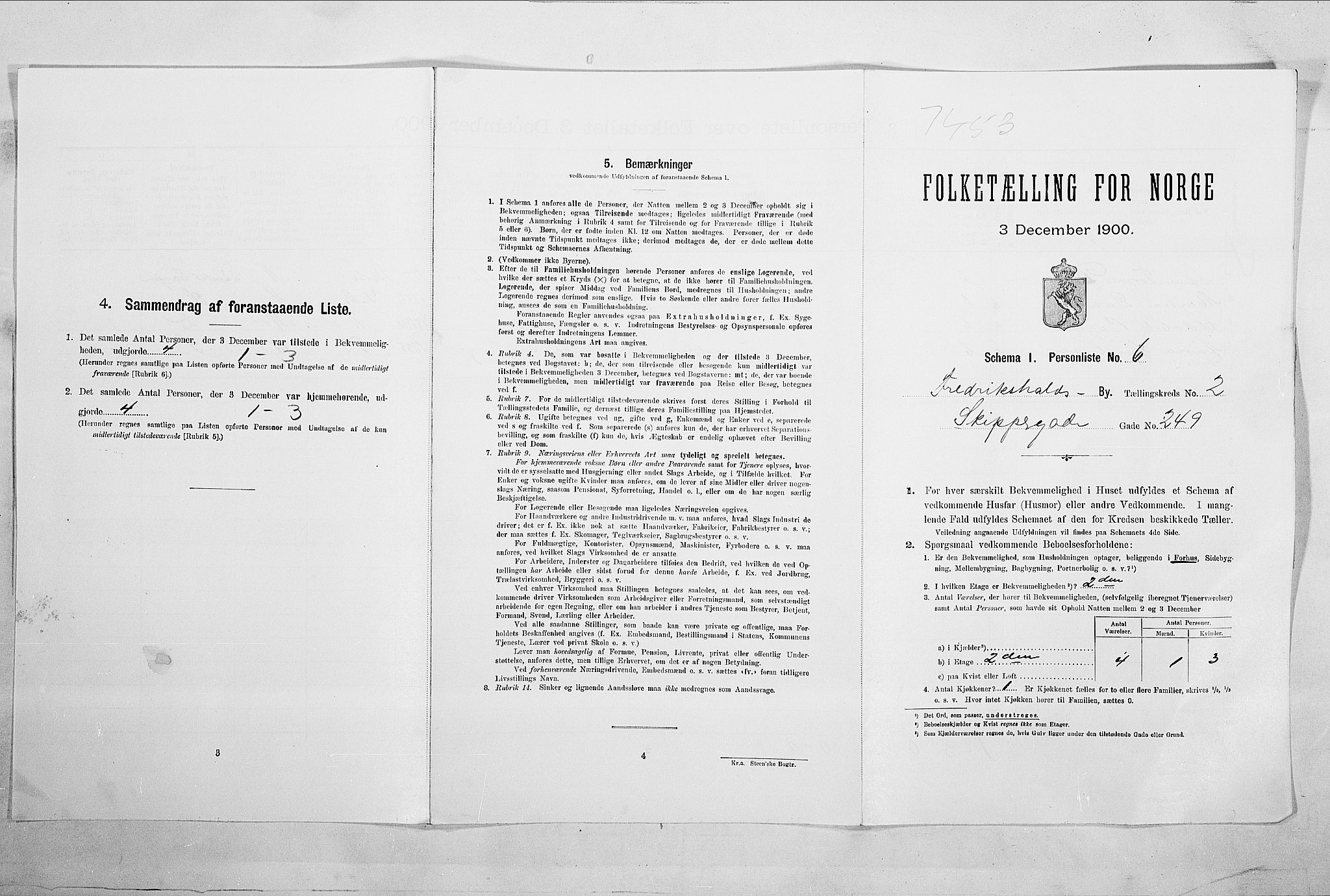 SAO, 1900 census for Fredrikshald, 1900