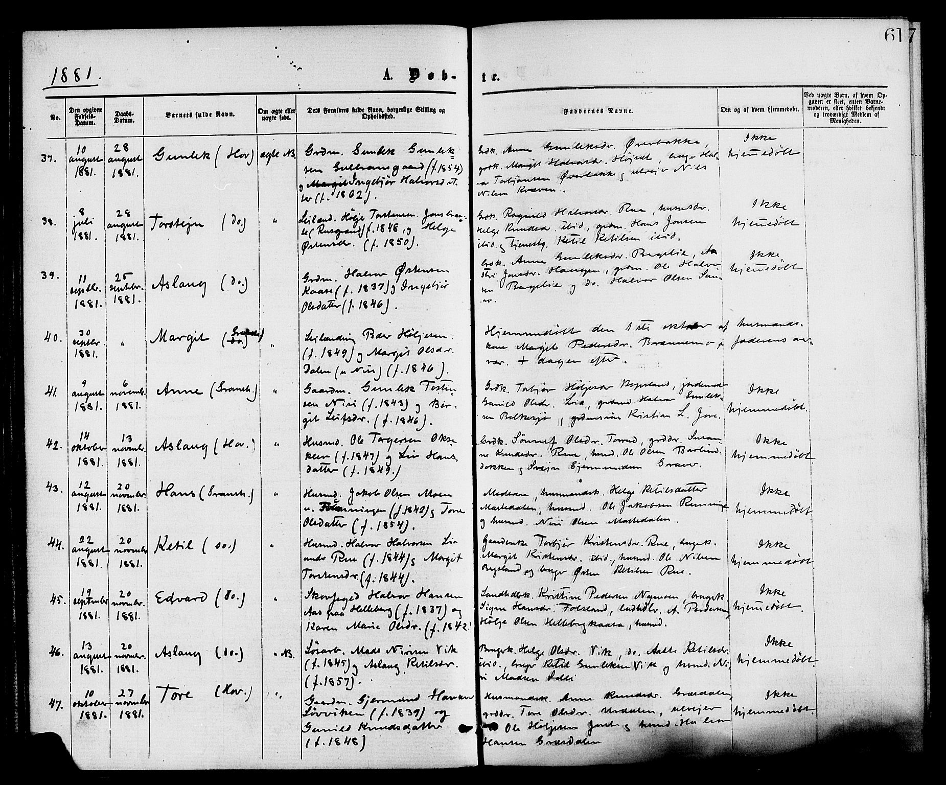 Gransherad kirkebøker, SAKO/A-267/F/Fa/L0004: Parish register (official) no. I 4, 1871-1886, p. 61