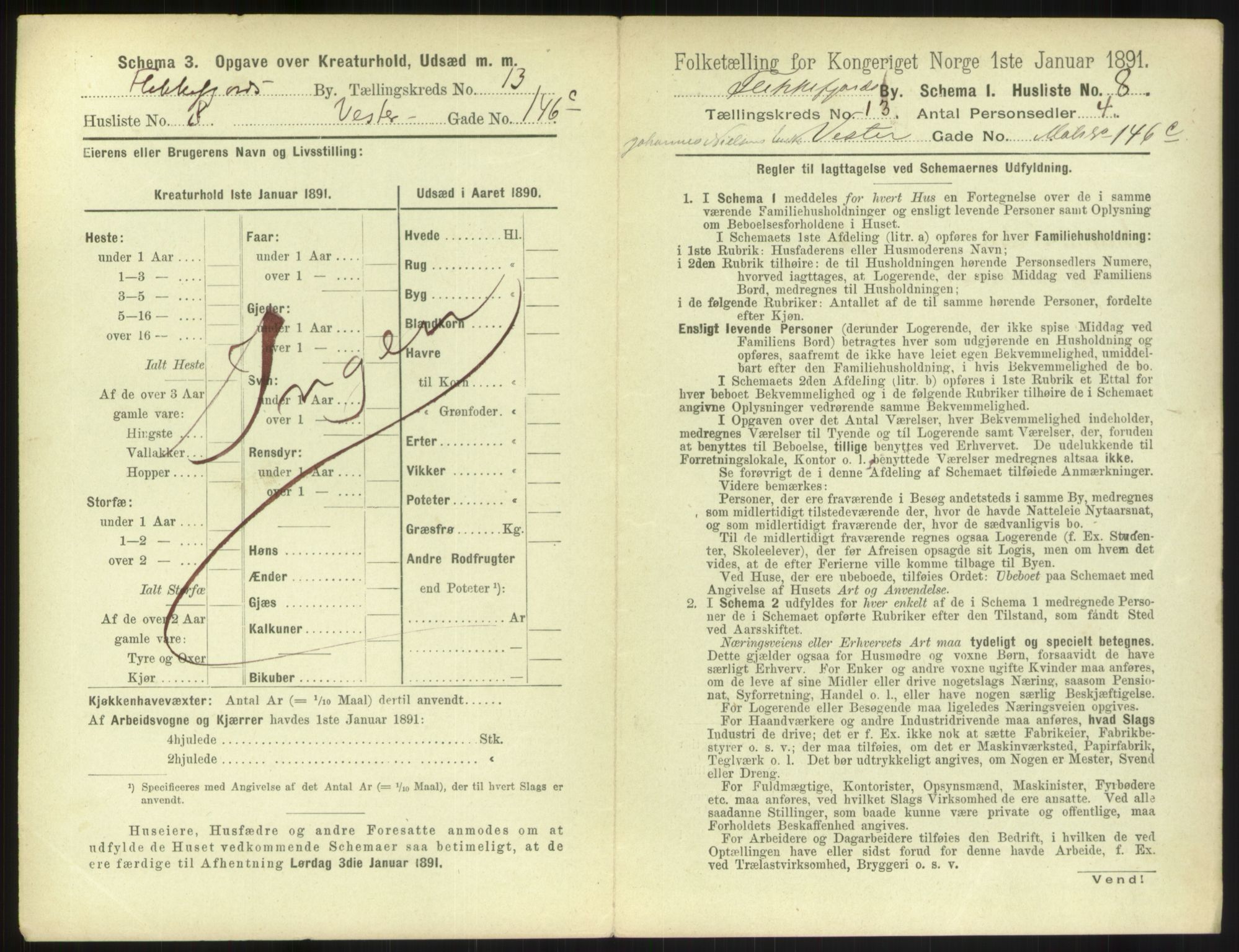 RA, 1891 census for 1004 Flekkefjord, 1891, p. 466